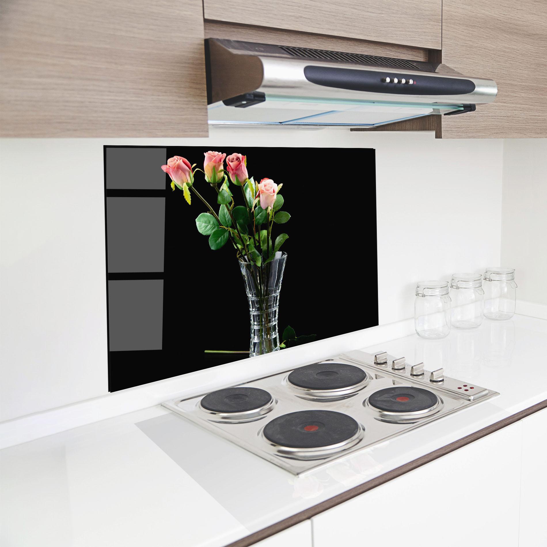 Panel Szklany do Kuchni Rose Vase Black mockup 8