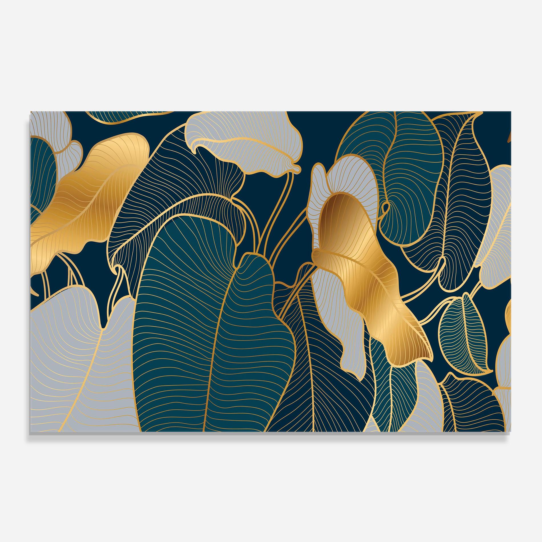 Panel Szklany do Kuchni Golden Leaves mockup 0