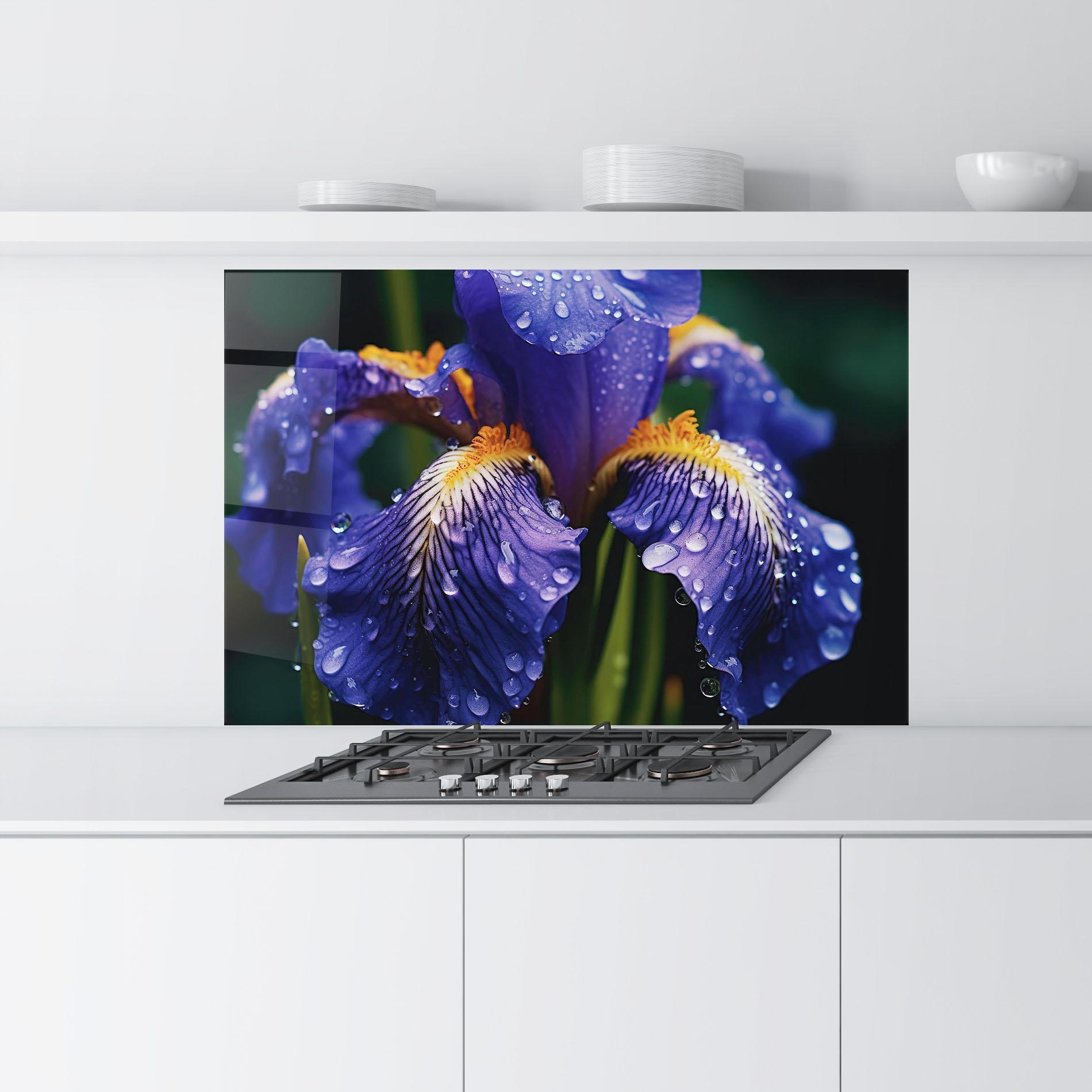 Panel Szklany do Kuchni Iris Close Up Aftrer Rain mockup 9