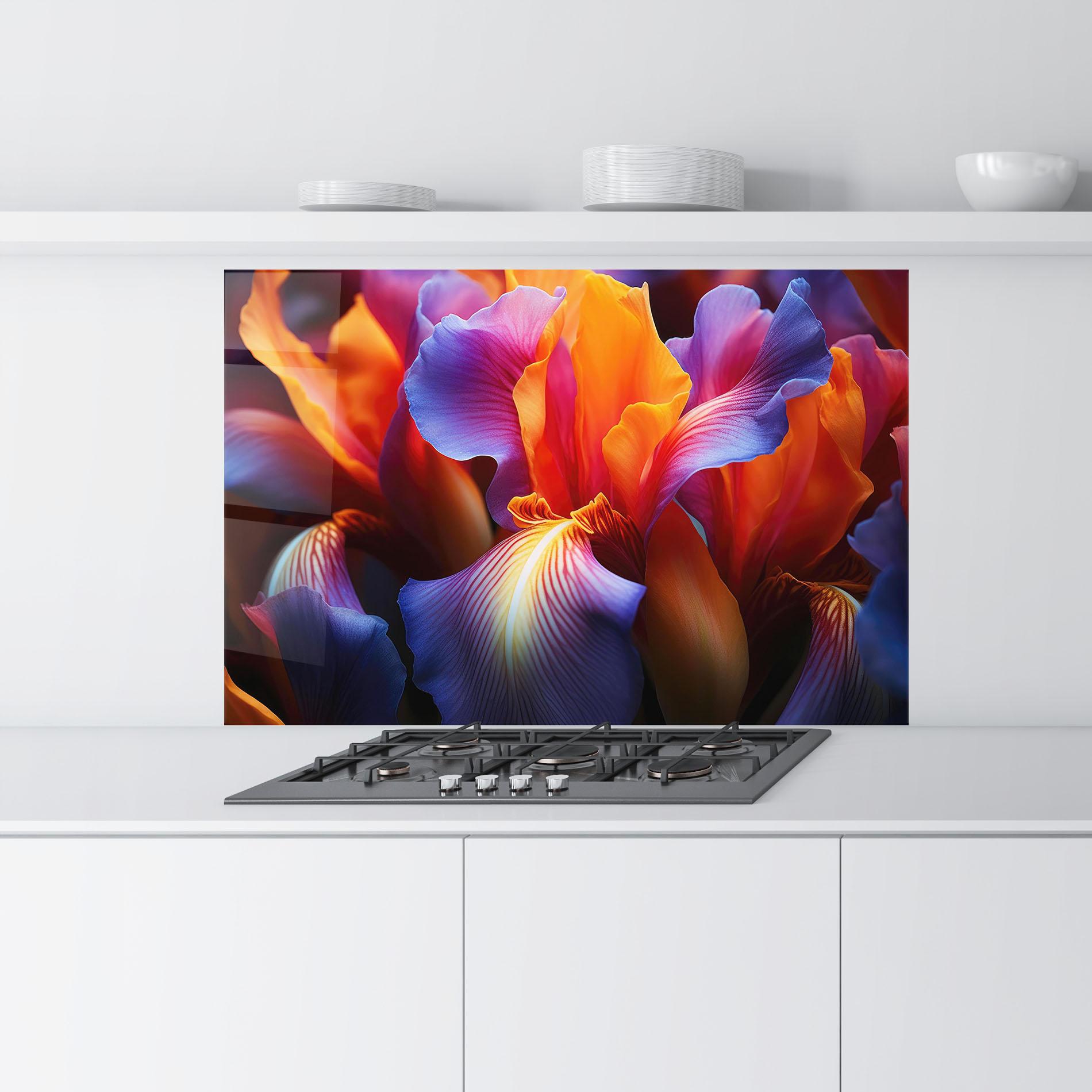 Panel Szklany do Kuchni Orange Purple Iris mockup 9