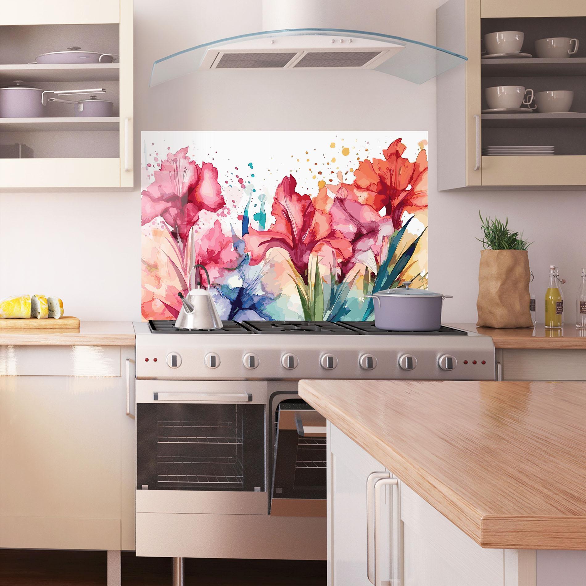 Panel Szklany do Kuchni Pink Blue Iris mockup 1