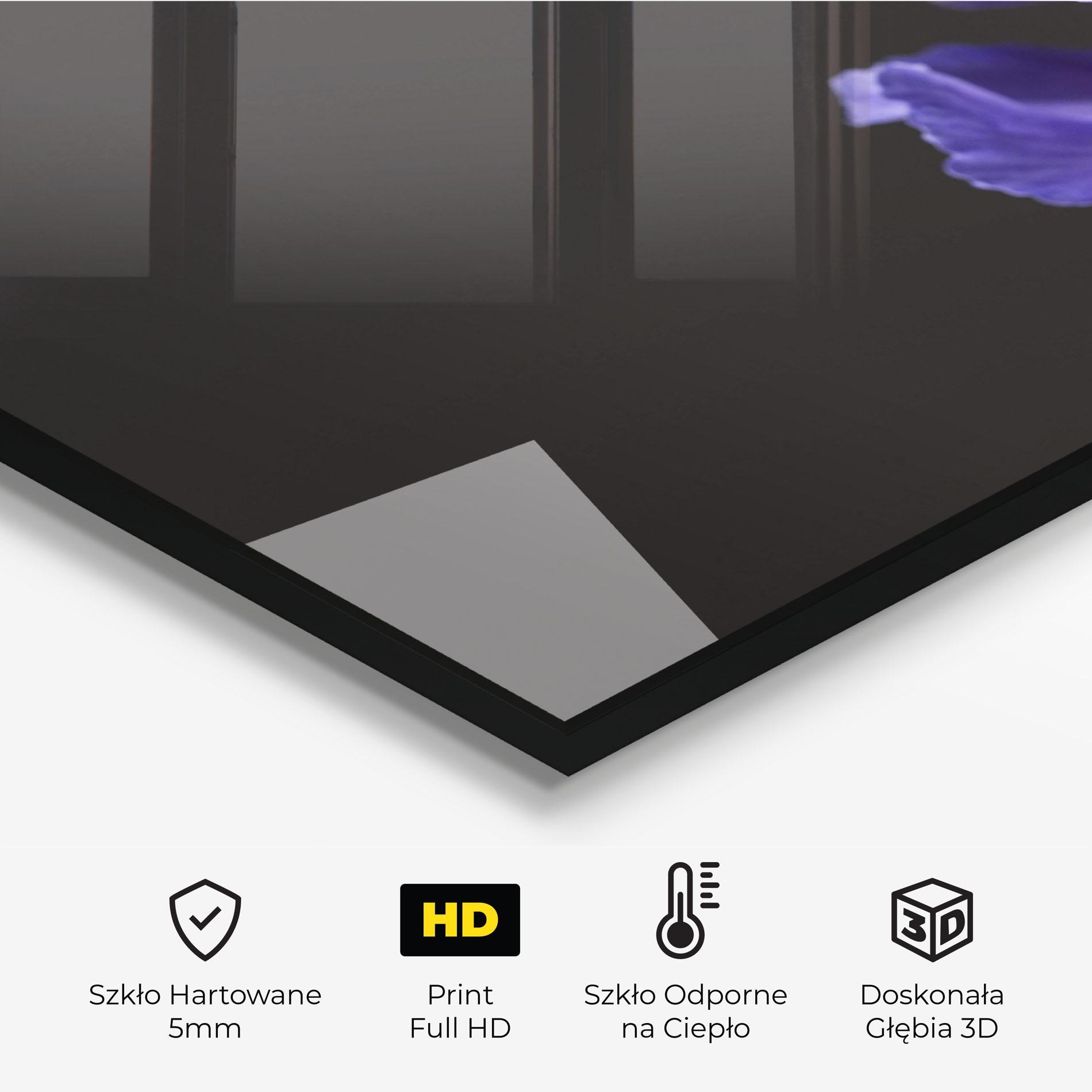 Panel Szklany do Kuchni Iris On Black mockup 2