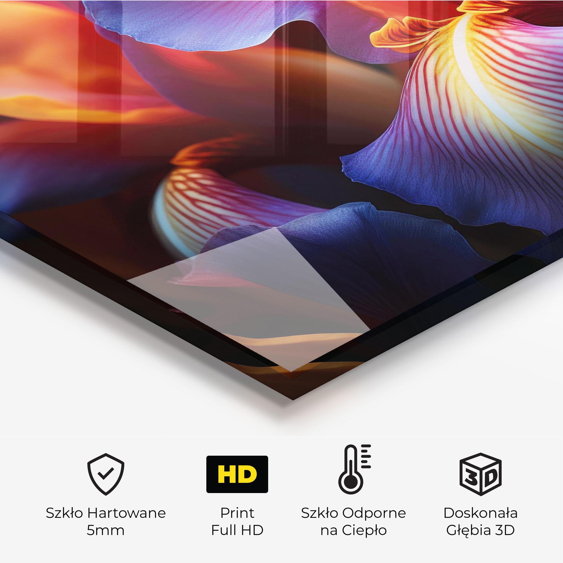 Panel Szklany do Kuchni Orange Purple Iris mockup 2