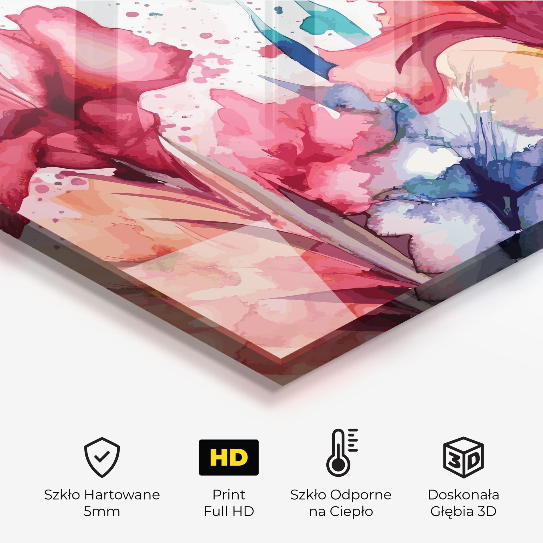 Panel Szklany do Kuchni Pink Blue Iris mockup 2