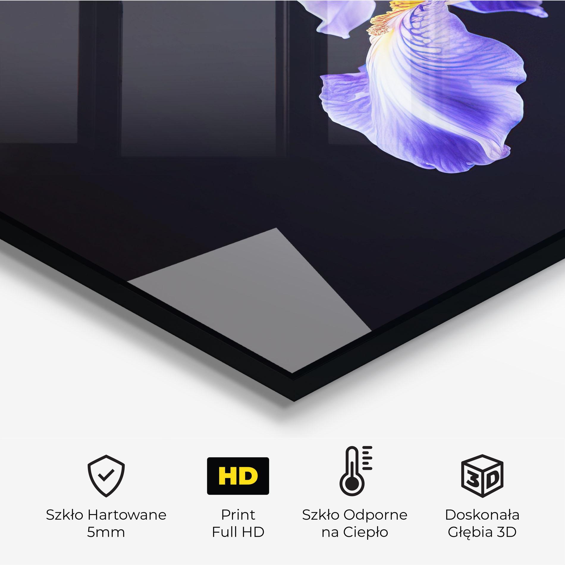 Panel Szklany do Kuchni Purple Iris On Black mockup 2