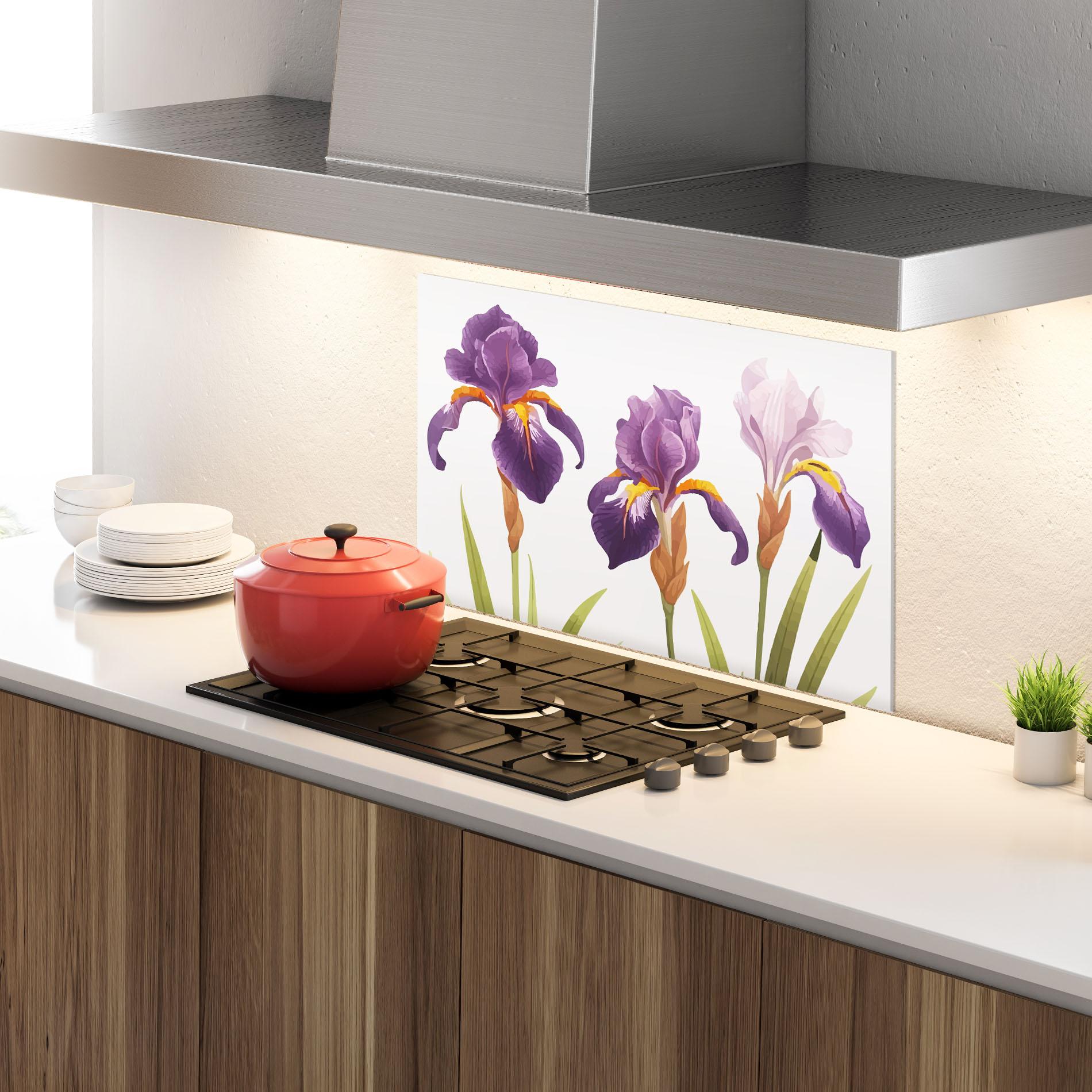 Panel Szklany do Kuchni Iris Leaf mockup 4