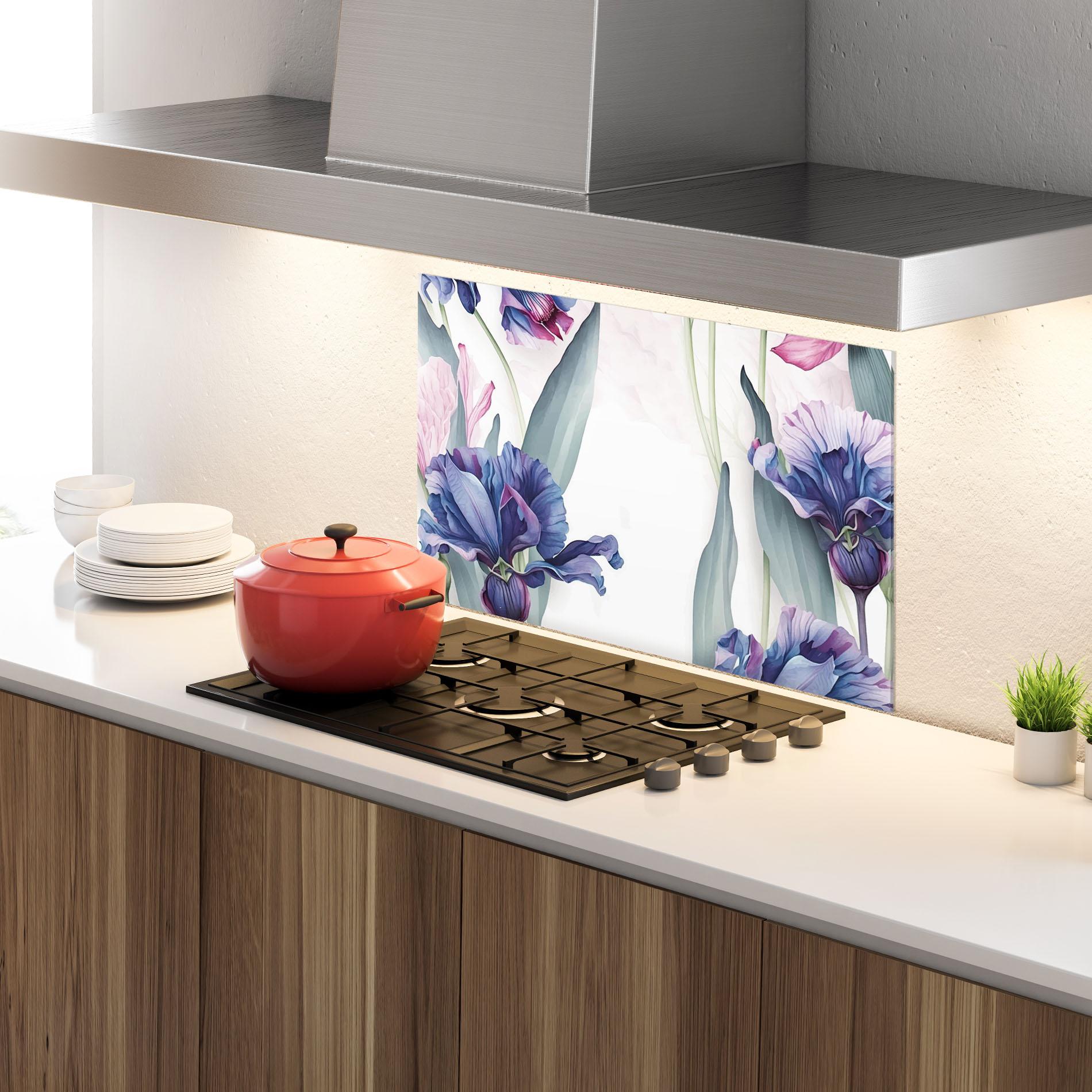Panel Szklany do Kuchni Iris Purple Shades mockup 4
