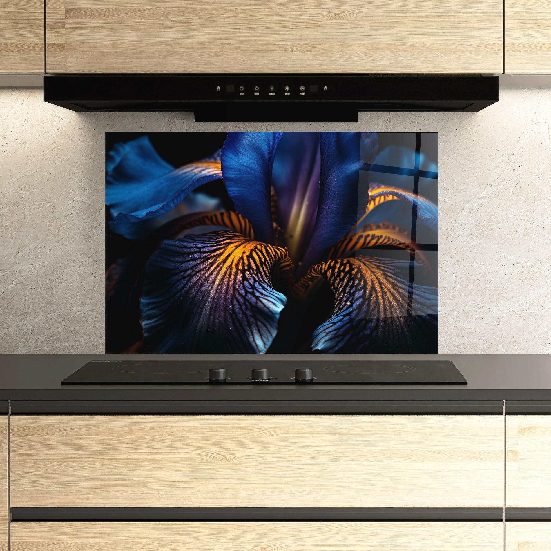 Panel Szklany do Kuchni Dark Yellow Iris mockup 3