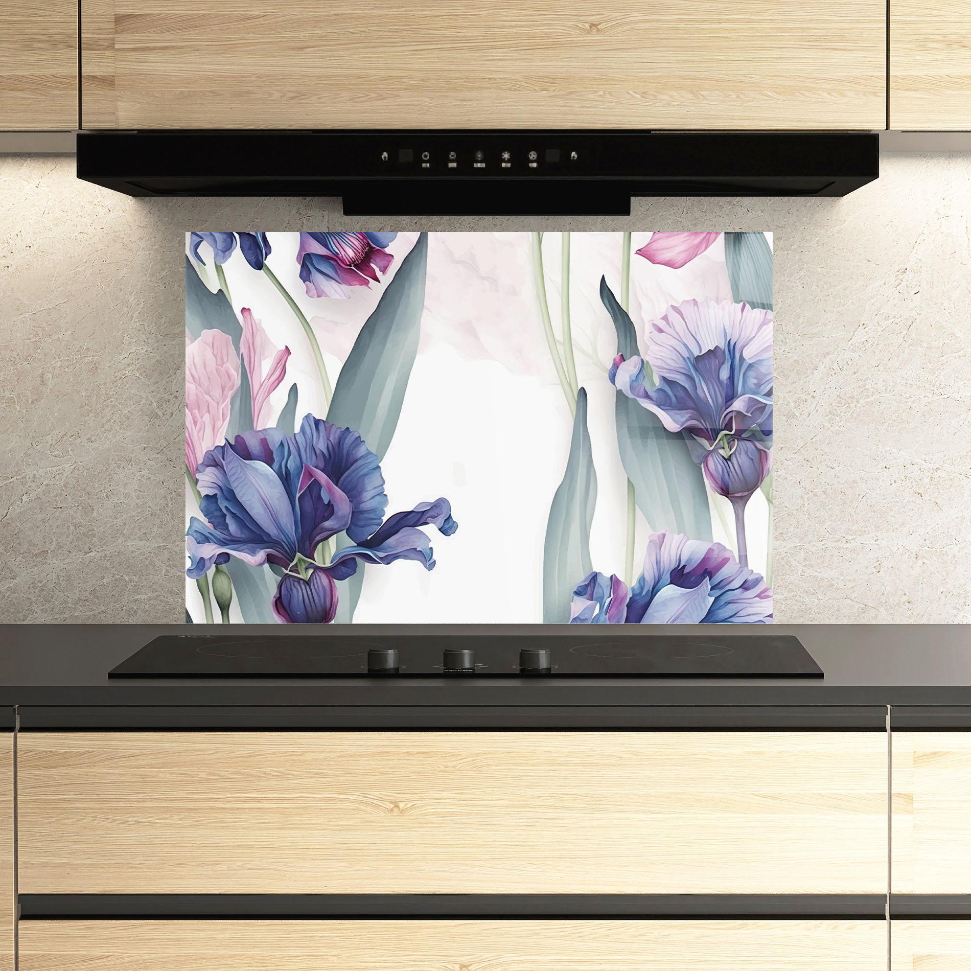Panel Szklany do Kuchni Iris Purple Shades mockup 3