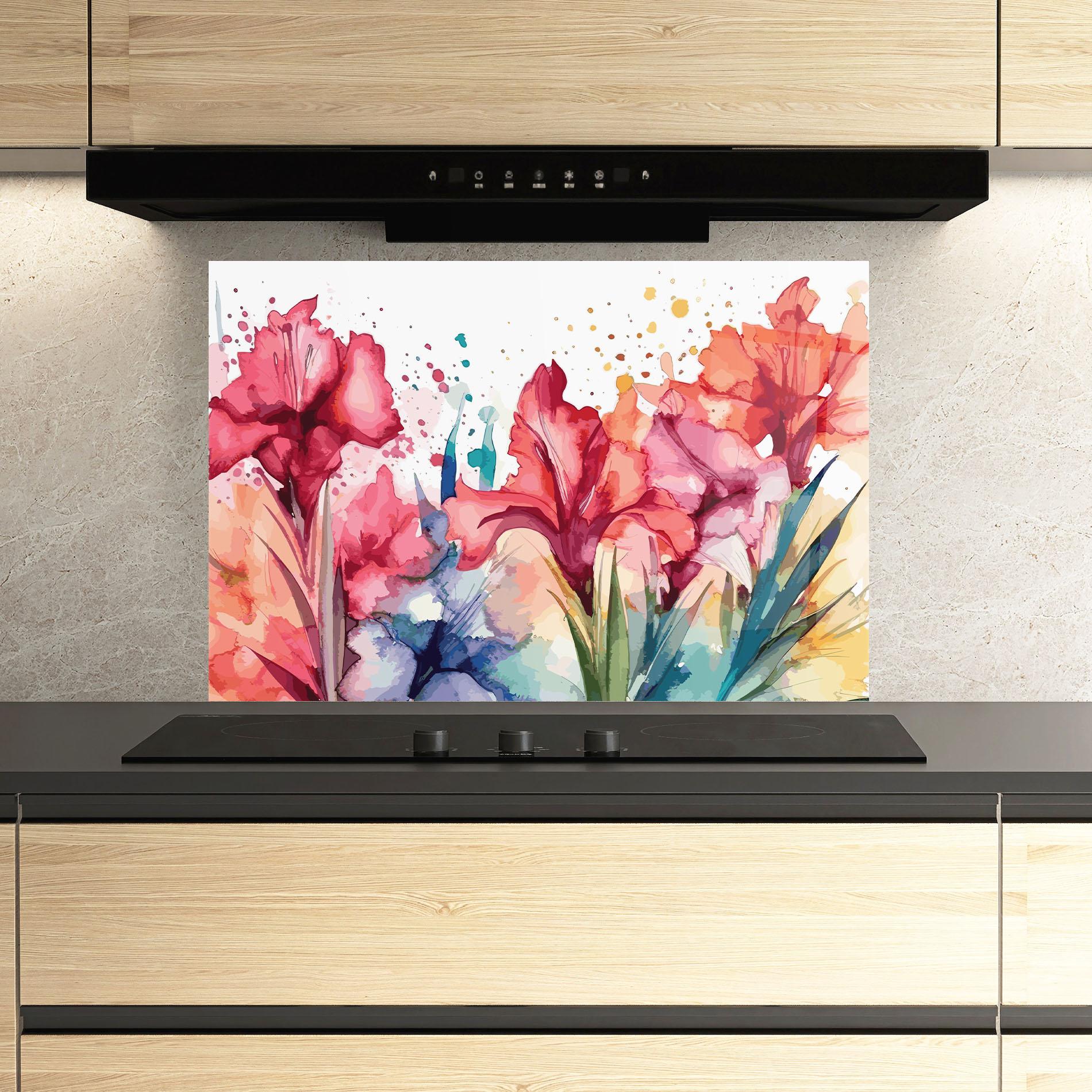 Panel Szklany do Kuchni Pink Blue Iris mockup 3