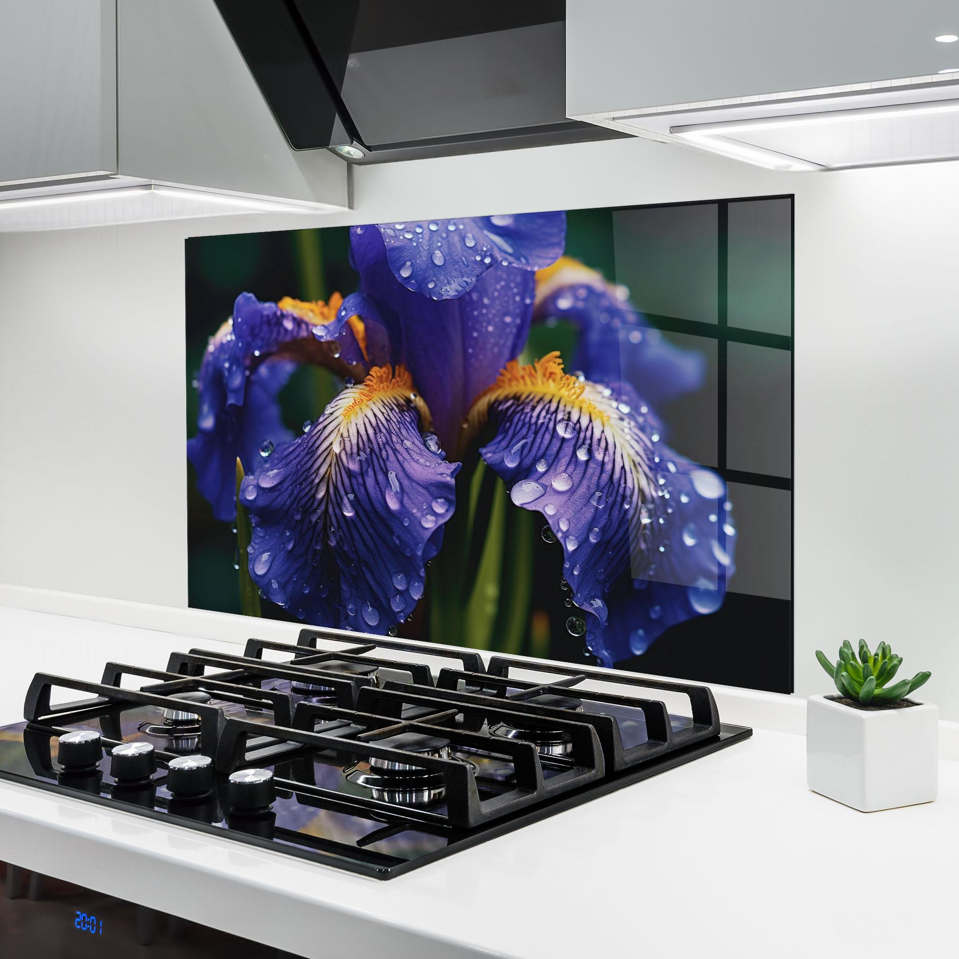 Panel Szklany do Kuchni Iris Close Up Aftrer Rain mockup 6