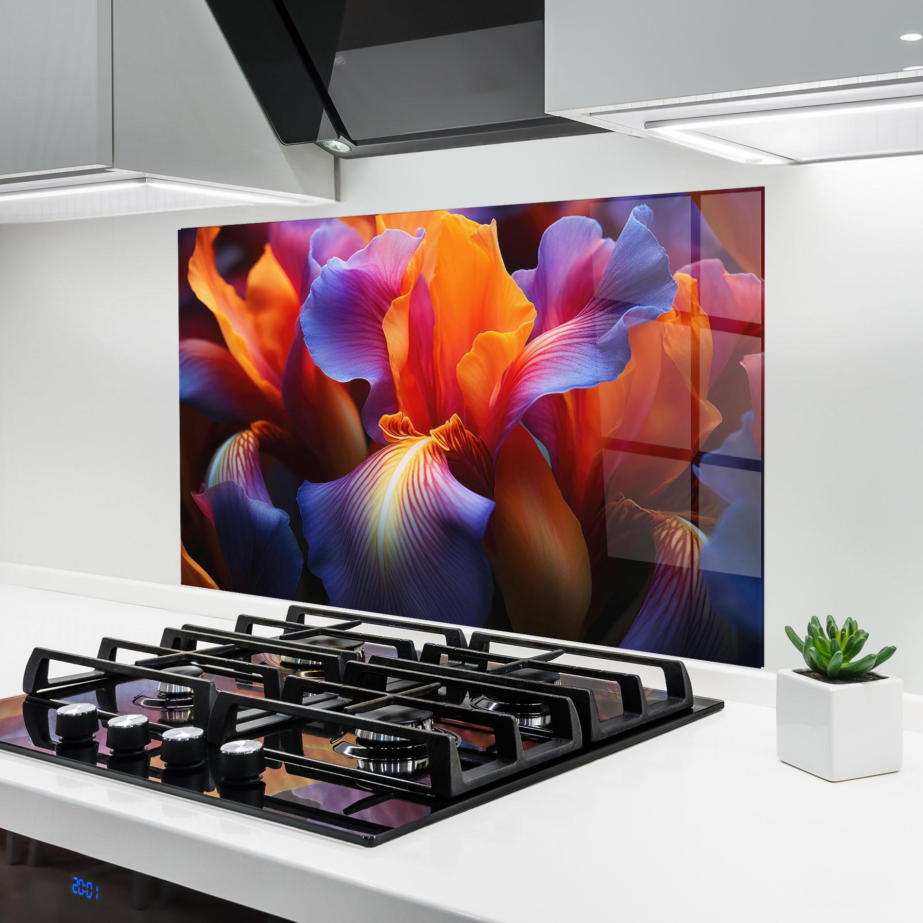 Panel Szklany do Kuchni Orange Purple Iris mockup 6