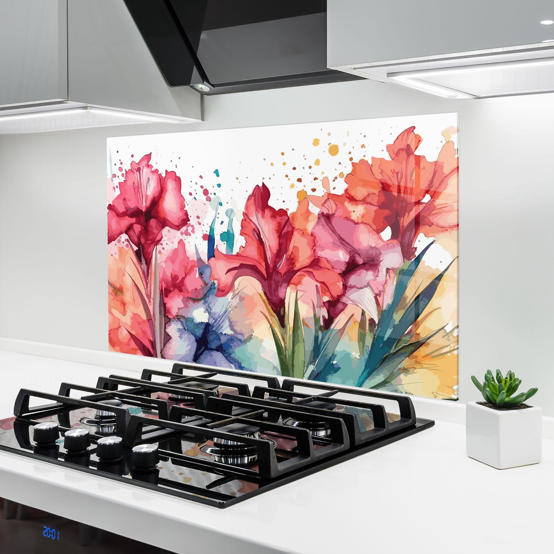 Panel Szklany do Kuchni Pink Blue Iris mockup 6