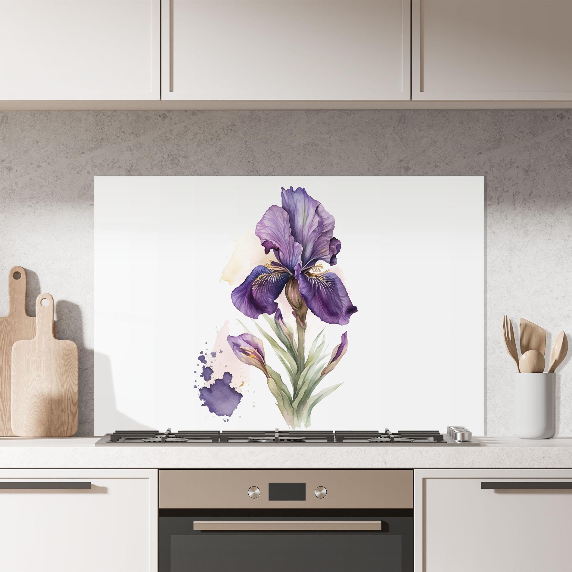 Panel Szklany do Kuchni Beautiful Purple Iris mockup 7