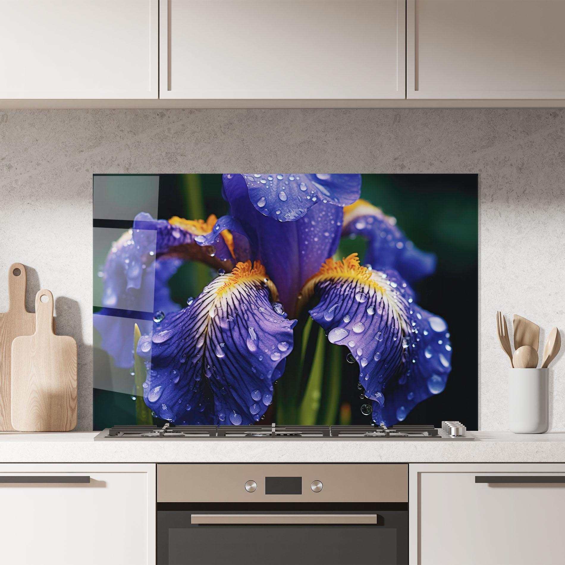 Panel Szklany do Kuchni Iris Close Up Aftrer Rain mockup 7