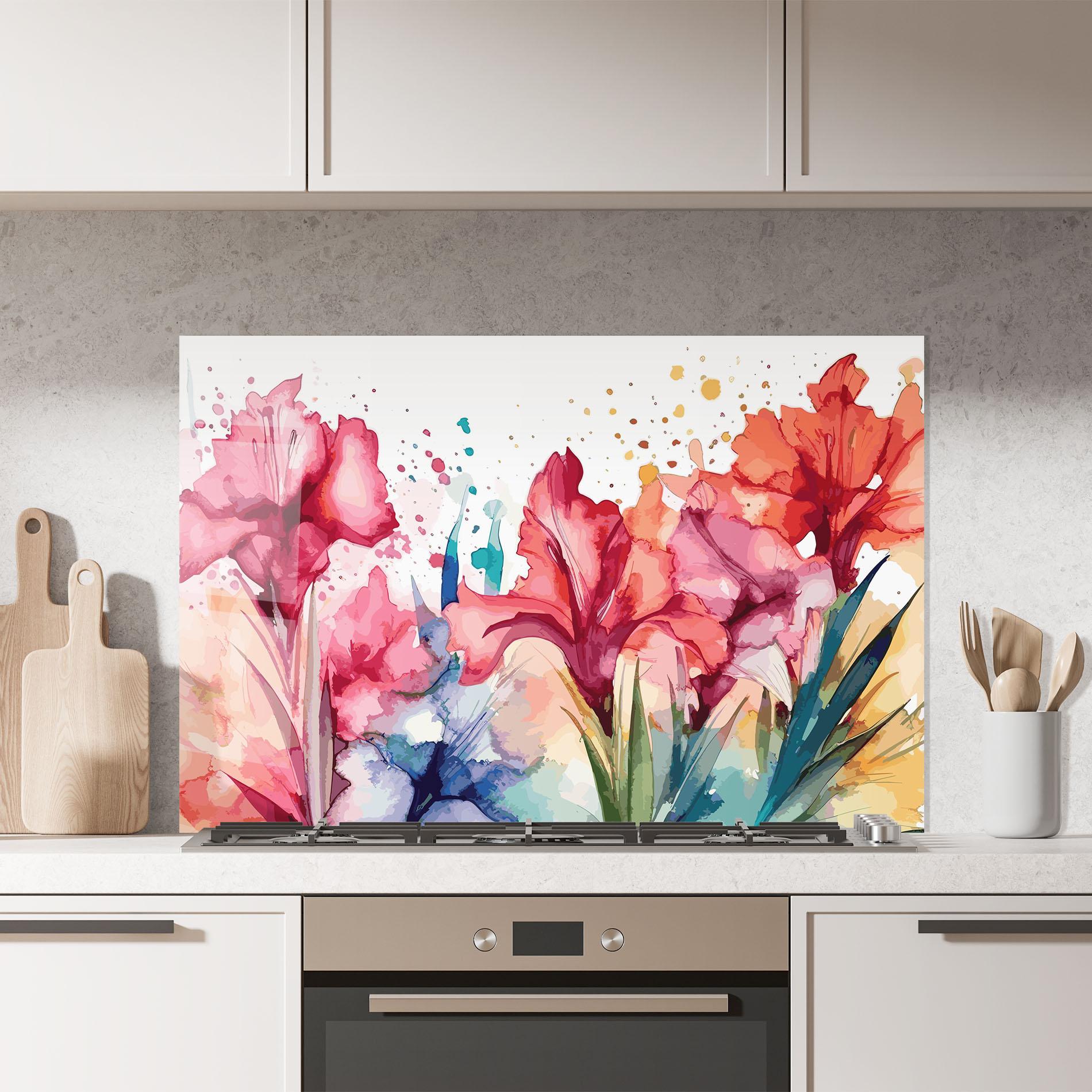 Panel Szklany do Kuchni Pink Blue Iris mockup 7