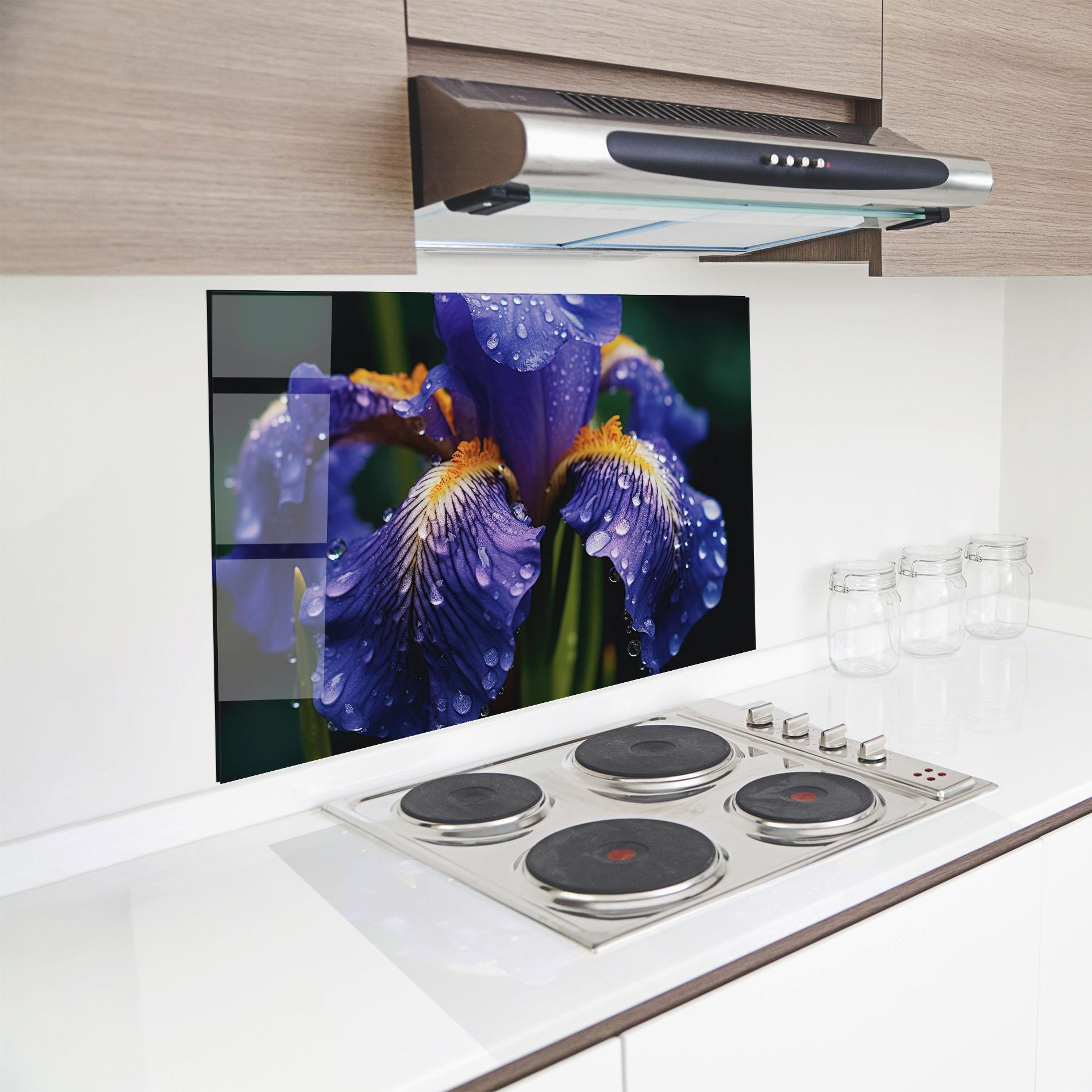 Panel Szklany do Kuchni Iris Close Up Aftrer Rain mockup 8