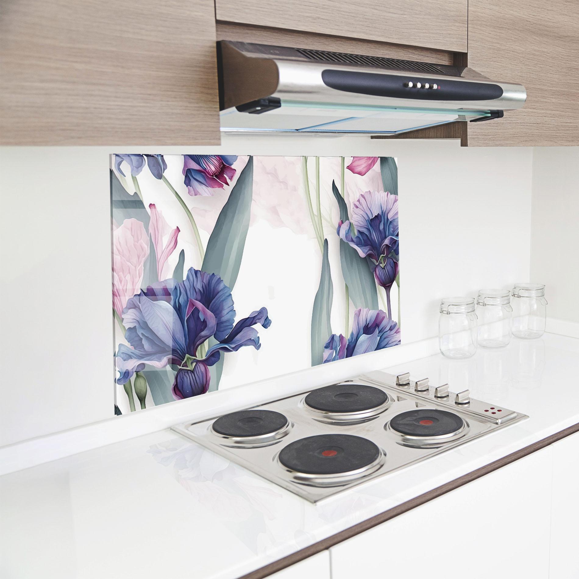 Panel Szklany do Kuchni Iris Purple Shades mockup 8
