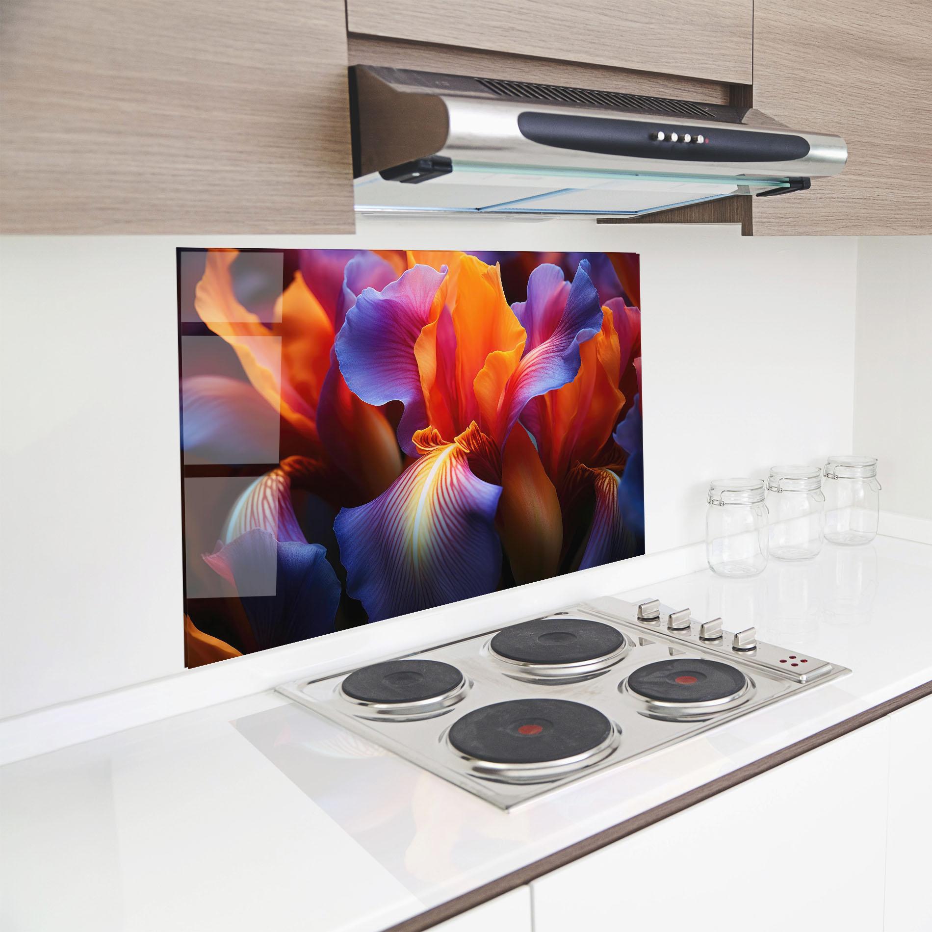 Panel Szklany do Kuchni Orange Purple Iris mockup 8