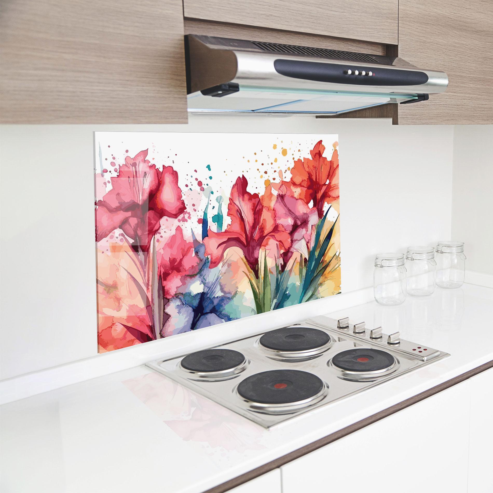 Panel Szklany do Kuchni Pink Blue Iris mockup 8