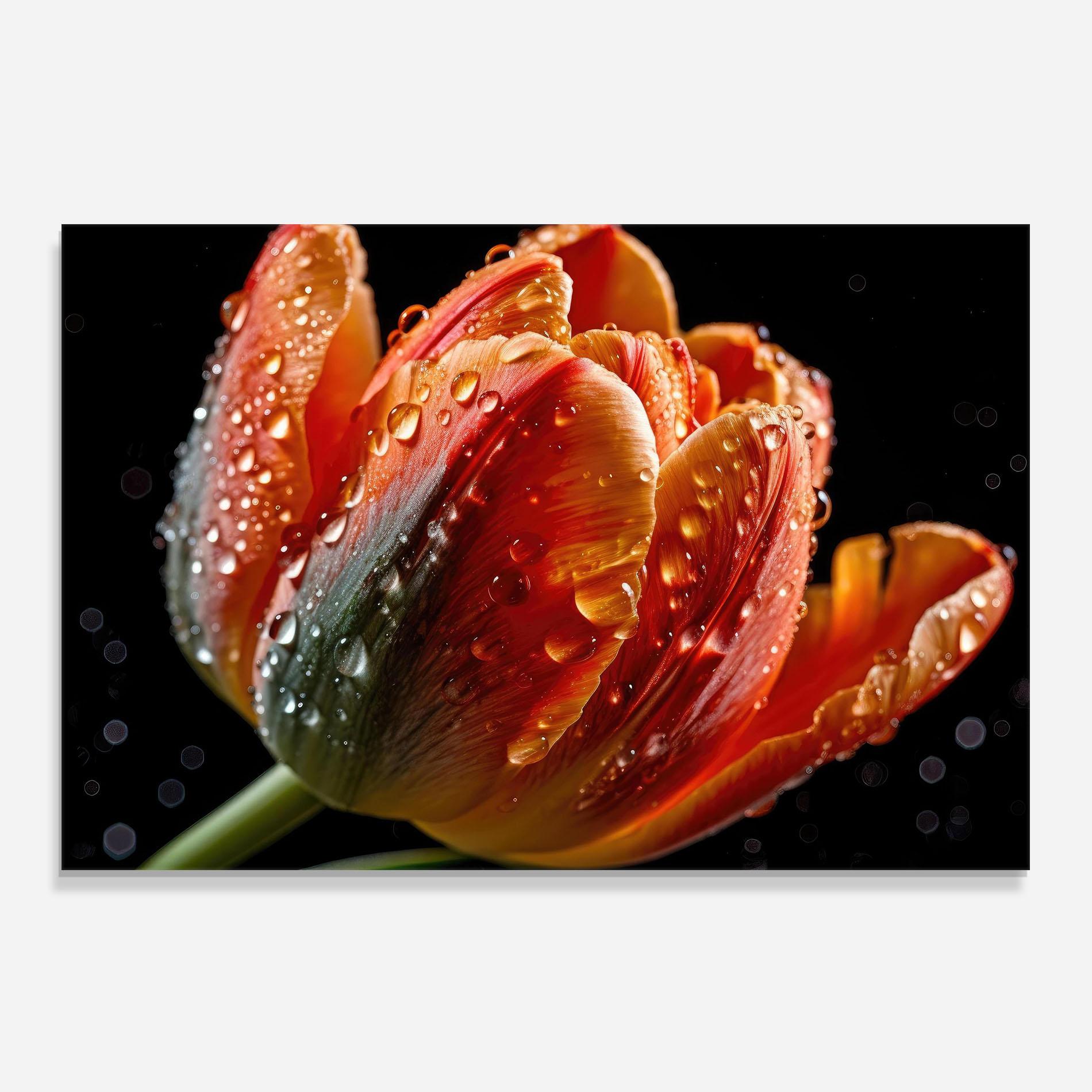 Panel Szklany do Kuchni Big Wet Orange Tulip mockup 0