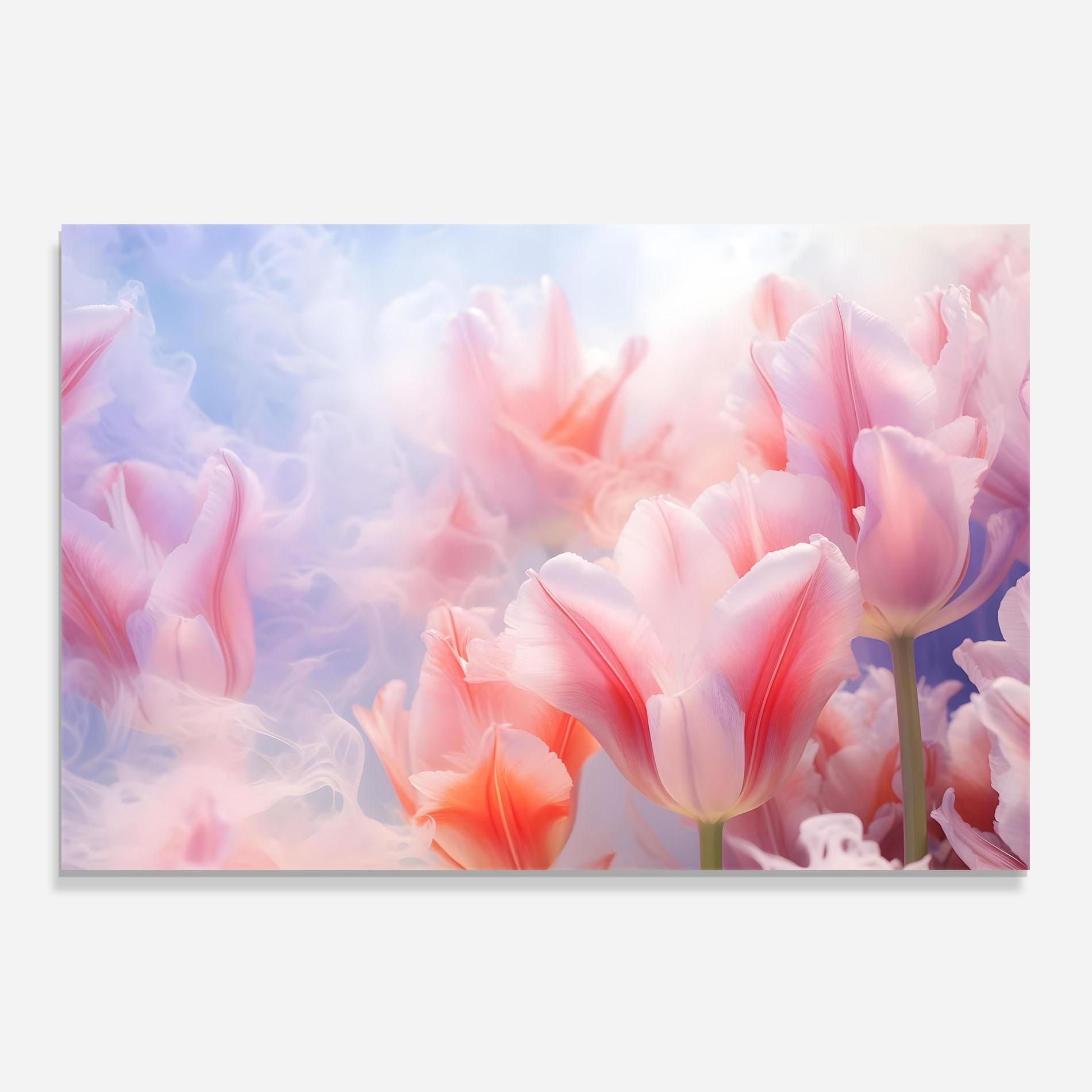 Panel Szklany do Kuchni Dreamy Pink Tulips mockup 0