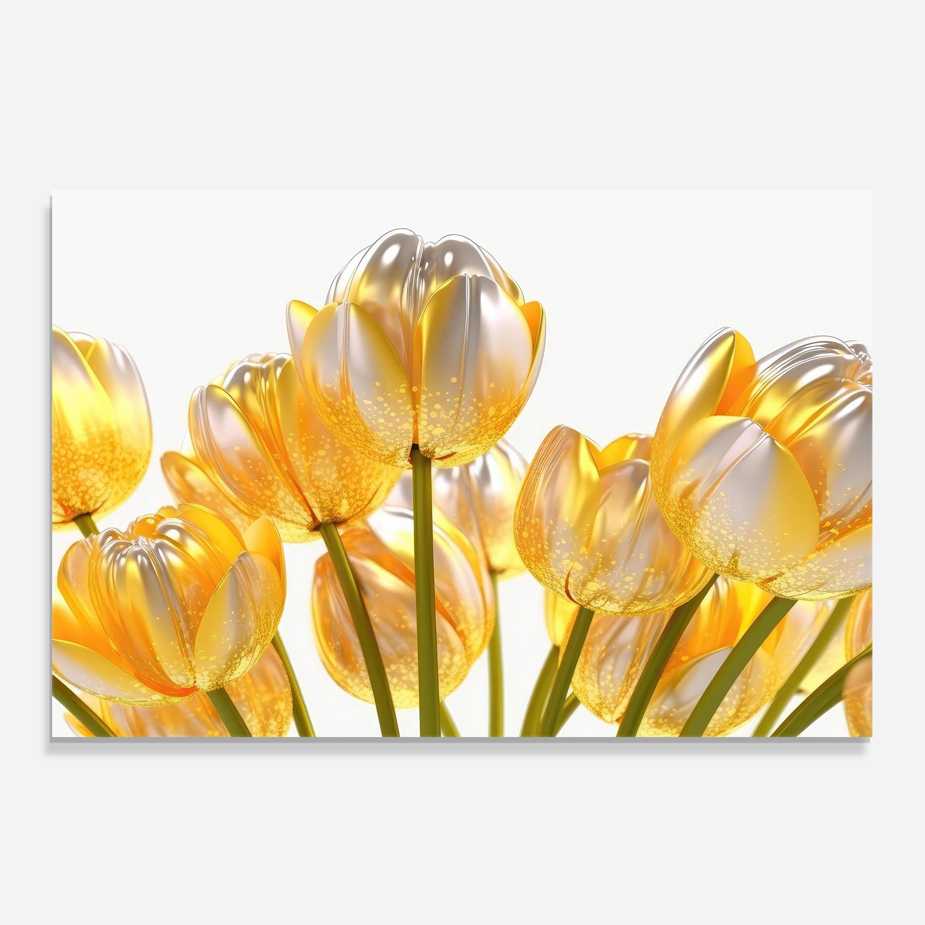 Panel Szklany do Kuchni Gold White Tulips mockup 0
