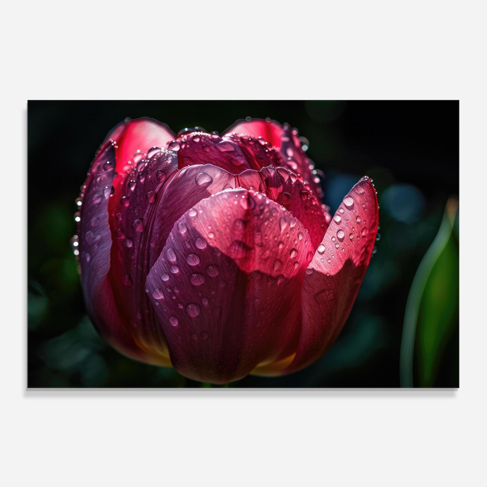 Panel Szklany do Kuchni Pink Tulip After Rain mockup 0