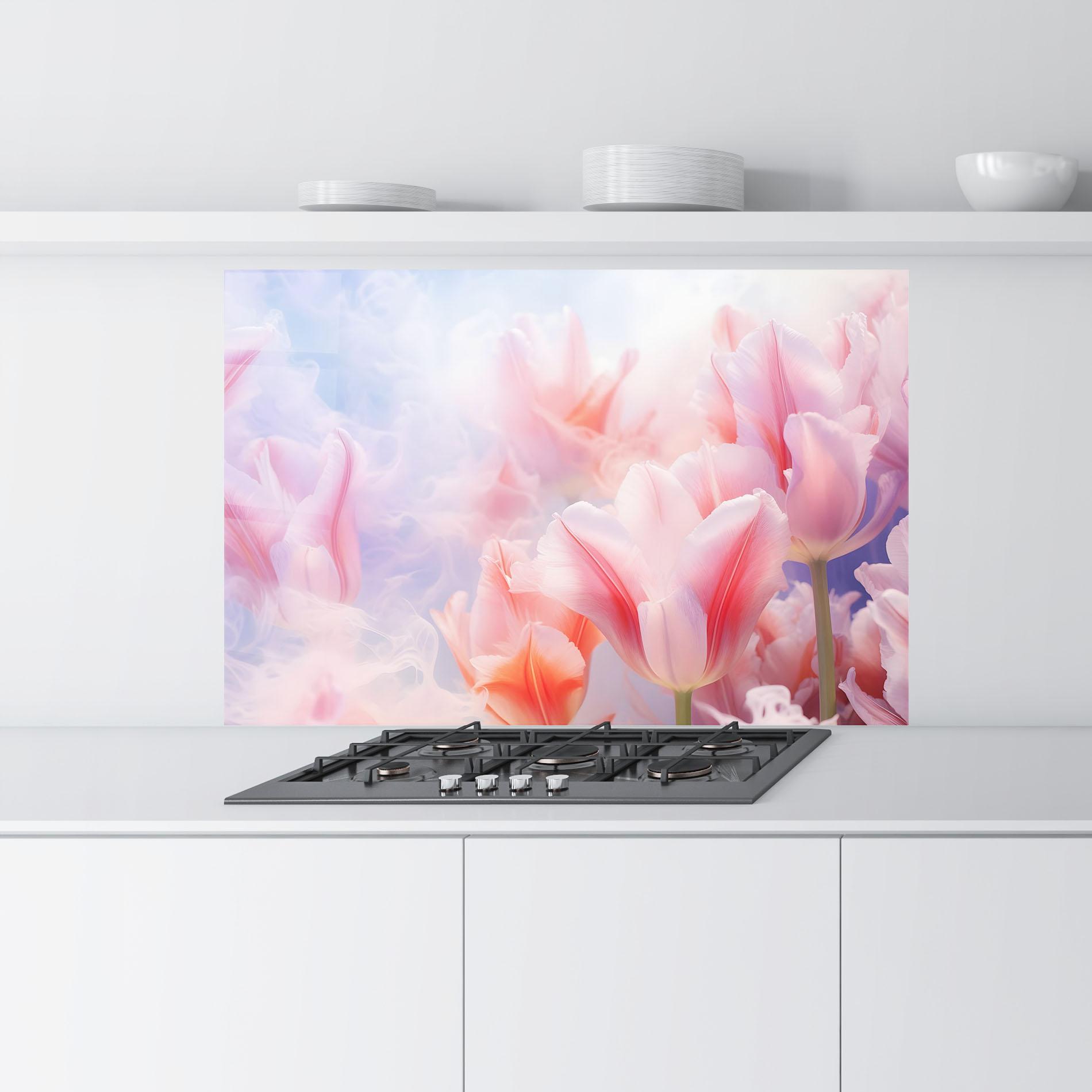 Panel Szklany do Kuchni Dreamy Pink Tulips mockup 9