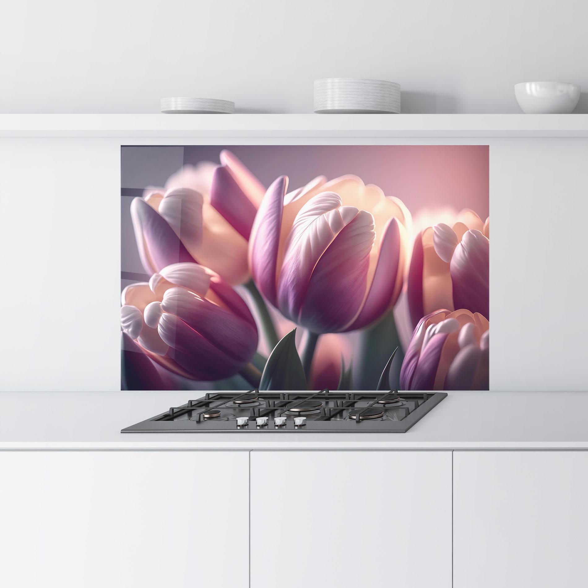 Panel Szklany do Kuchni Pastel Pink Tulips mockup 9