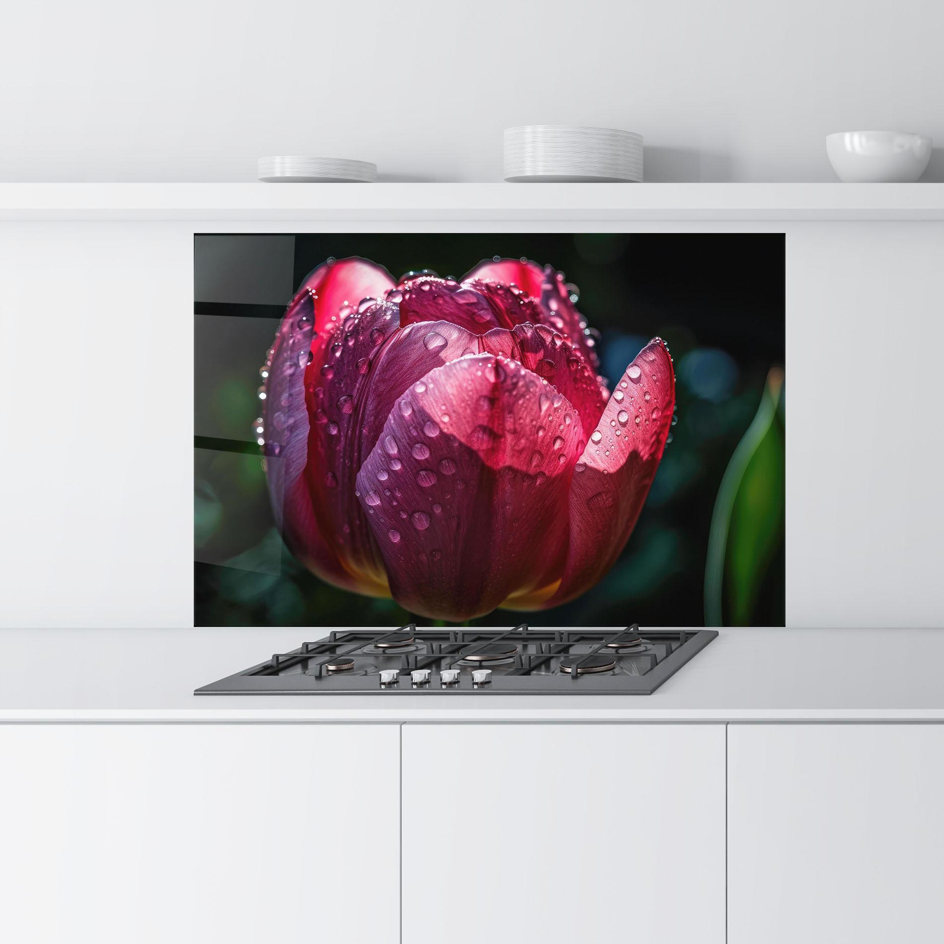 Panel Szklany do Kuchni Pink Tulip After Rain mockup 9