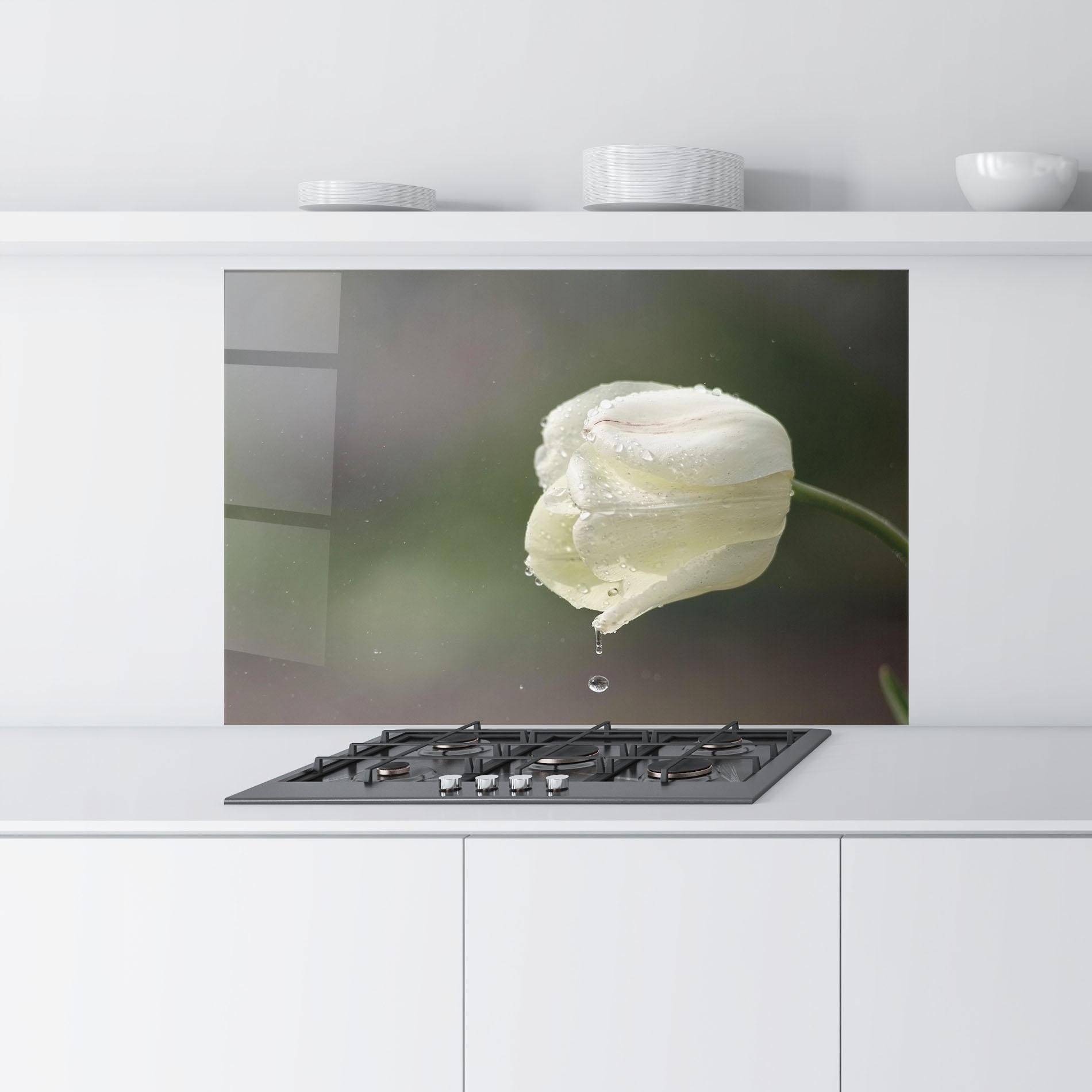 Panel Szklany do Kuchni White Single Tulip mockup 9