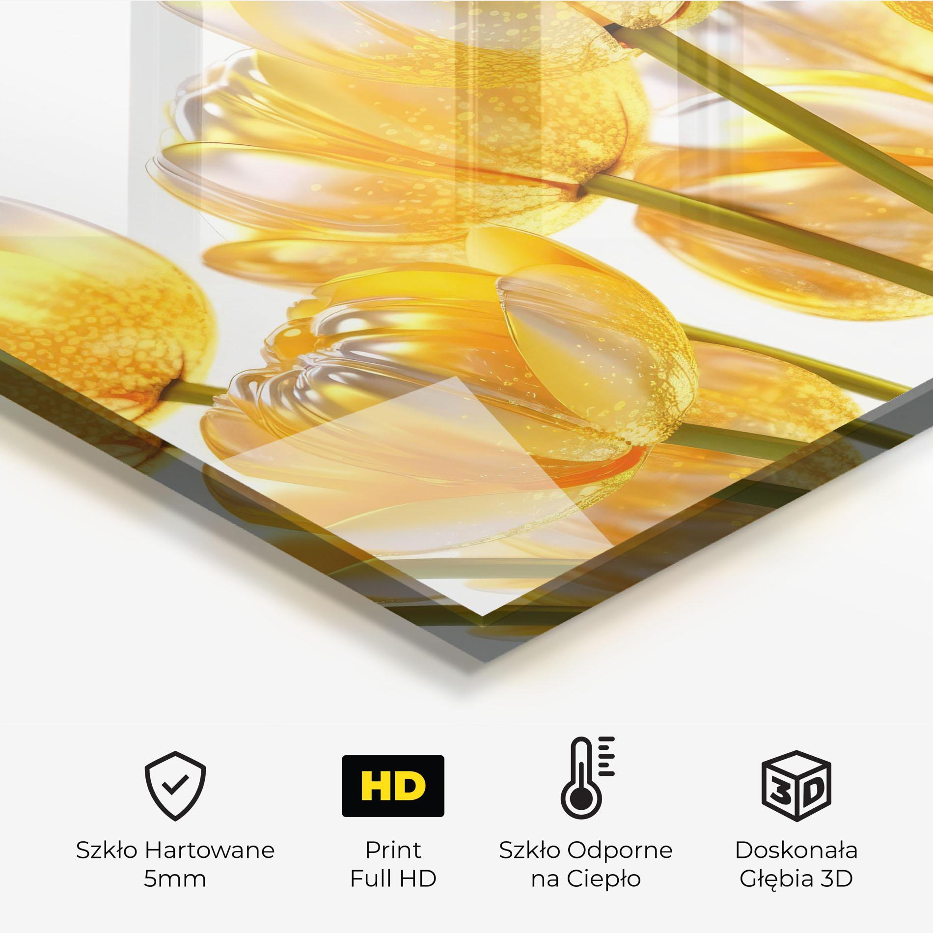 Panel Szklany do Kuchni Gold White Tulips mockup 2