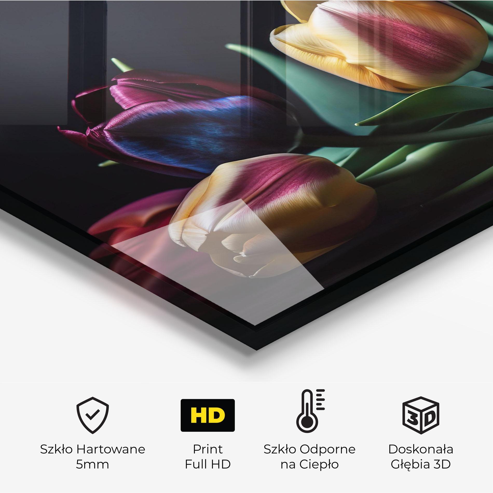 Panel Szklany do Kuchni Pink Yellow Tulips mockup 2