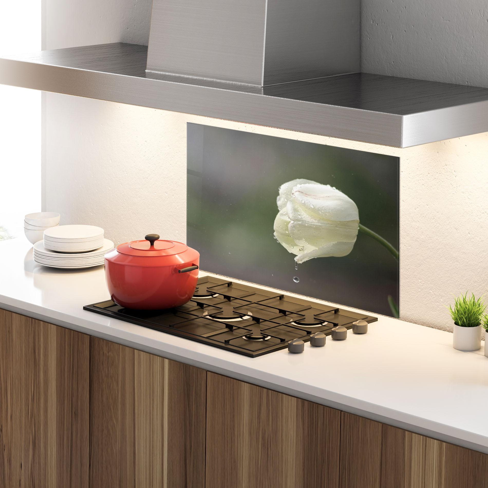 Panel Szklany do Kuchni White Single Tulip mockup 4