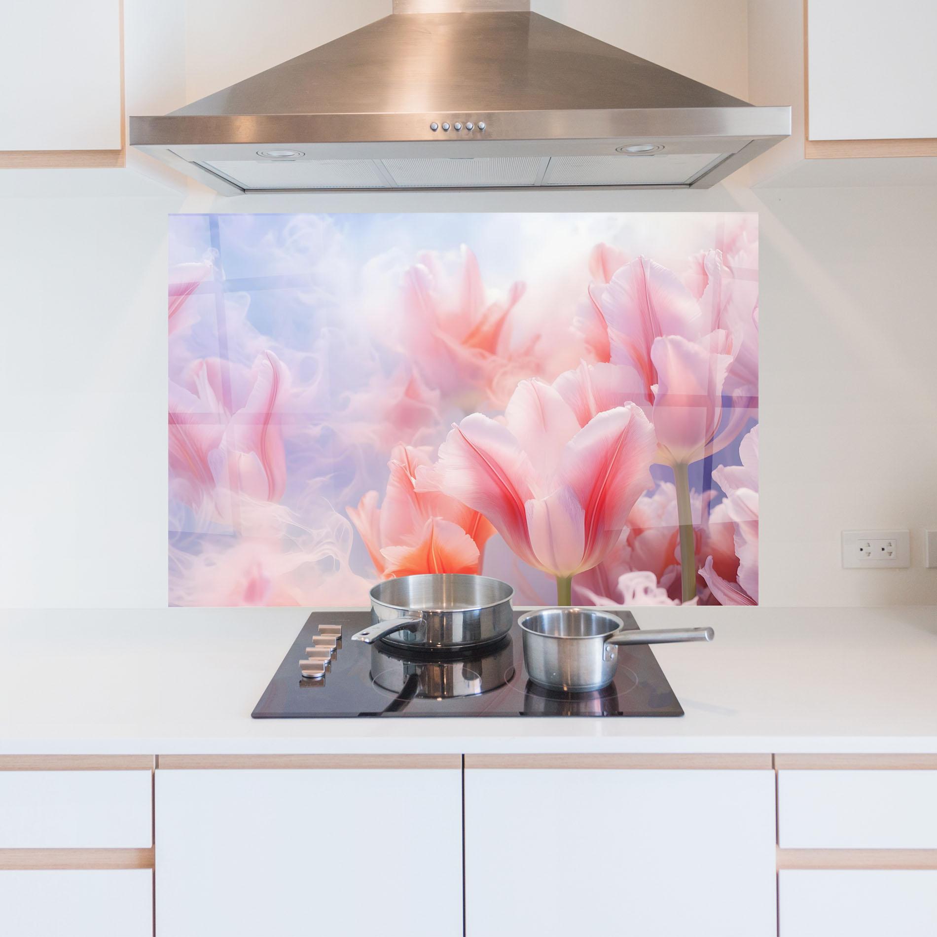 Panel Szklany do Kuchni Dreamy Pink Tulips mockup 5