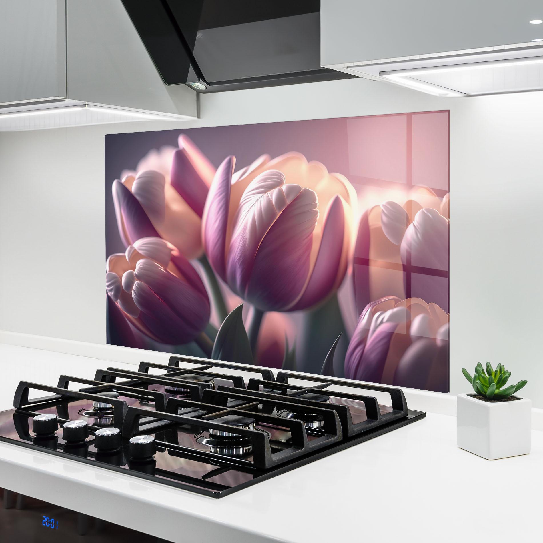 Panel Szklany do Kuchni Pastel Pink Tulips mockup 6