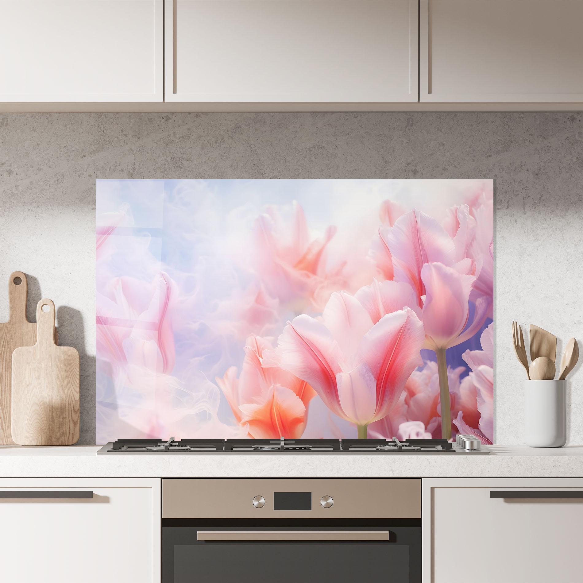 Panel Szklany do Kuchni Dreamy Pink Tulips mockup 7