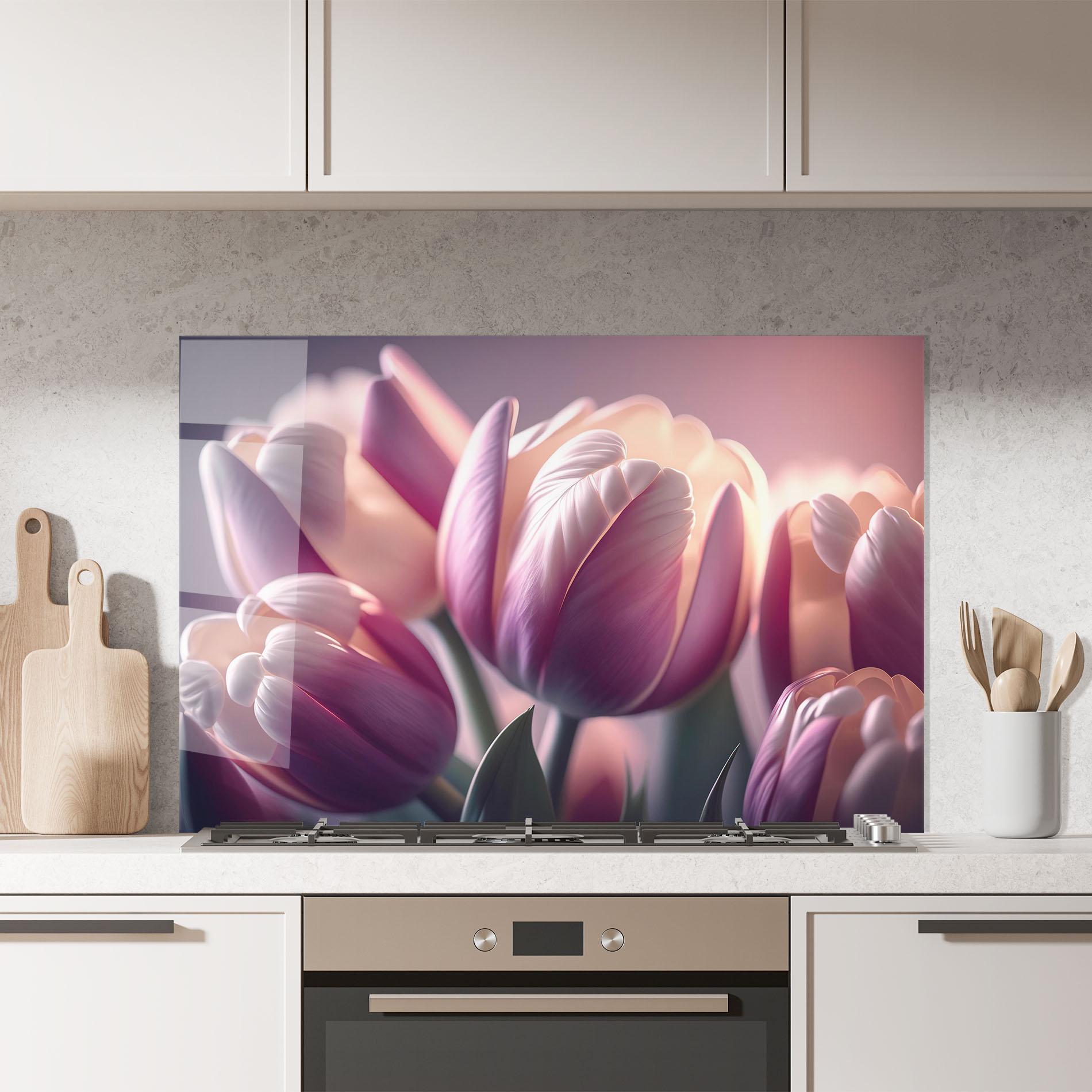 Panel Szklany do Kuchni Pastel Pink Tulips mockup 7