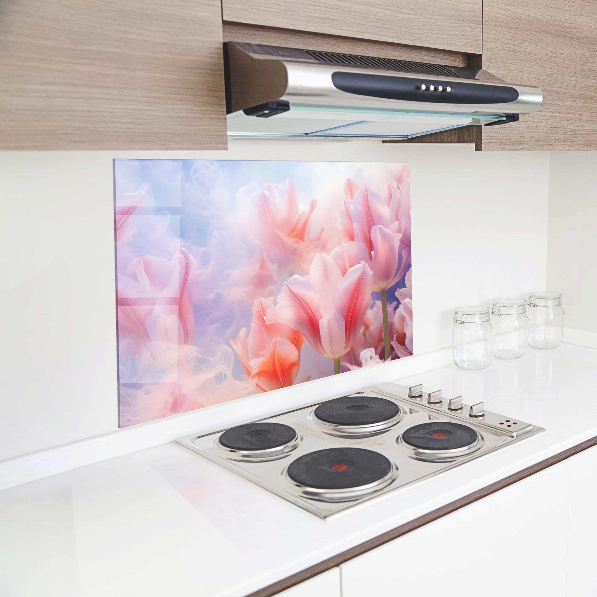 Panel Szklany do Kuchni Dreamy Pink Tulips mockup 8