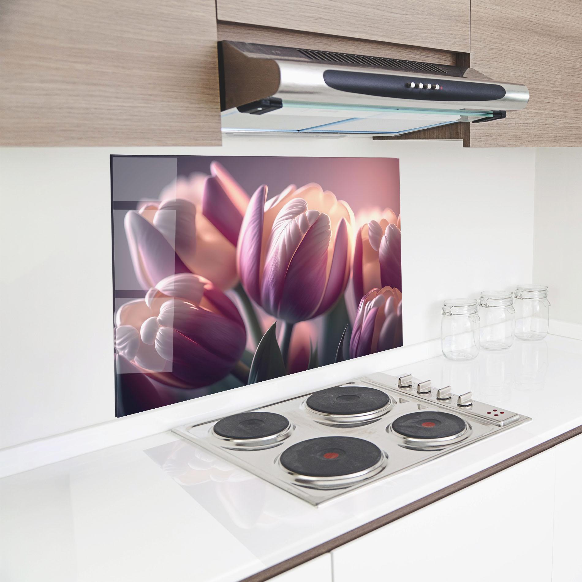 Panel Szklany do Kuchni Pastel Pink Tulips mockup 8