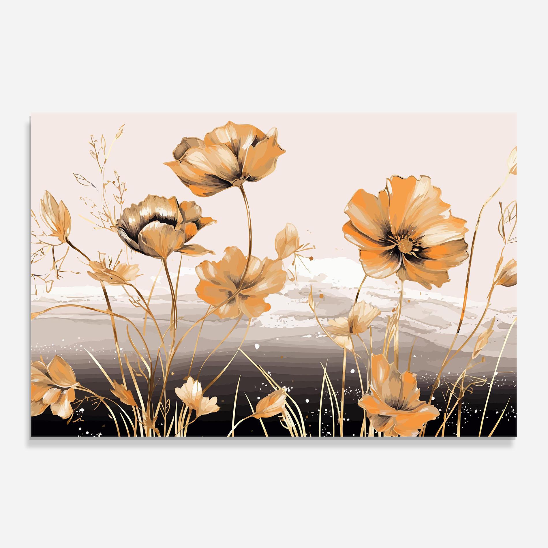 Panel Szklany do Kuchni Gold Black Poppy mockup 0