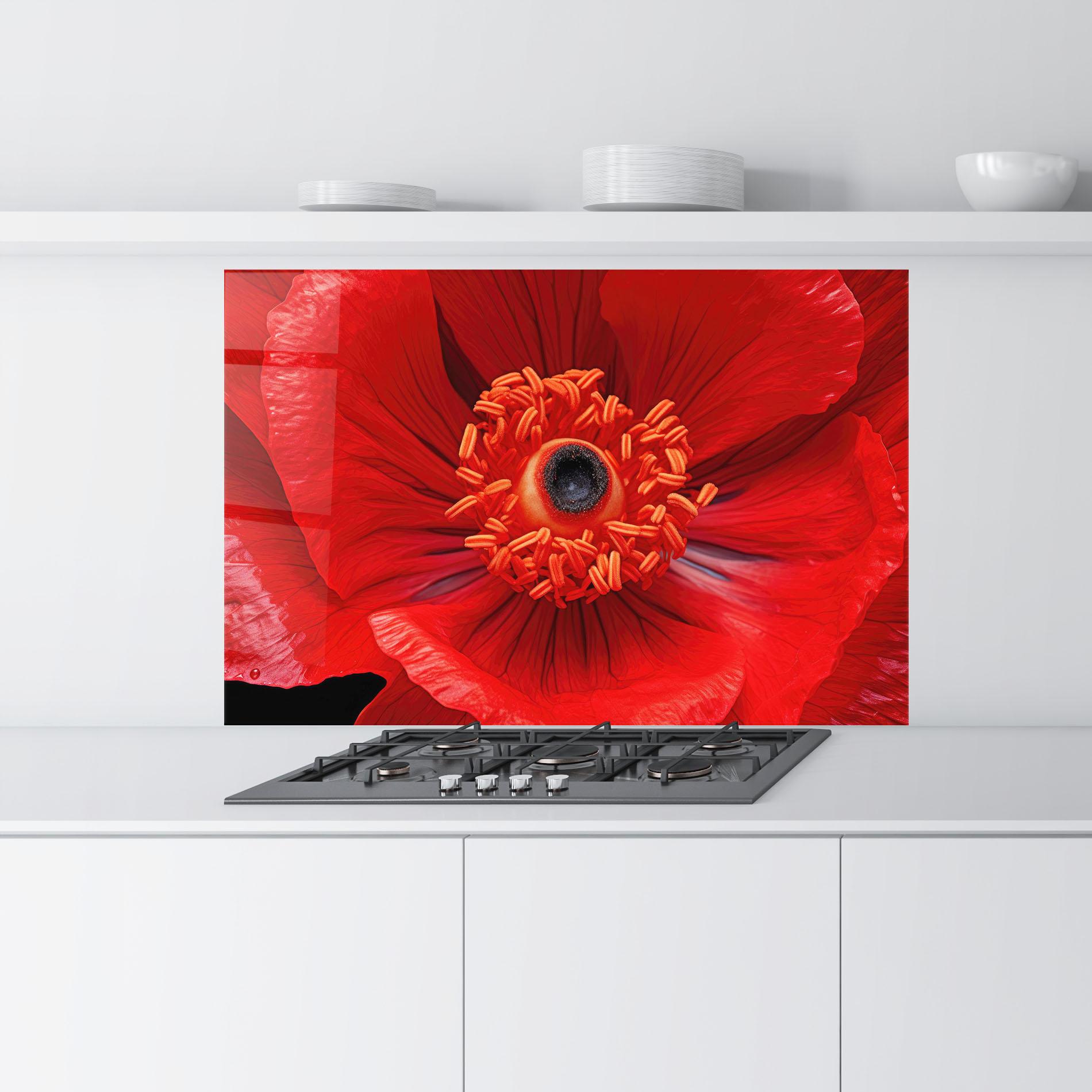 Panel Szklany do Kuchni Big Poppy Close Up mockup 9