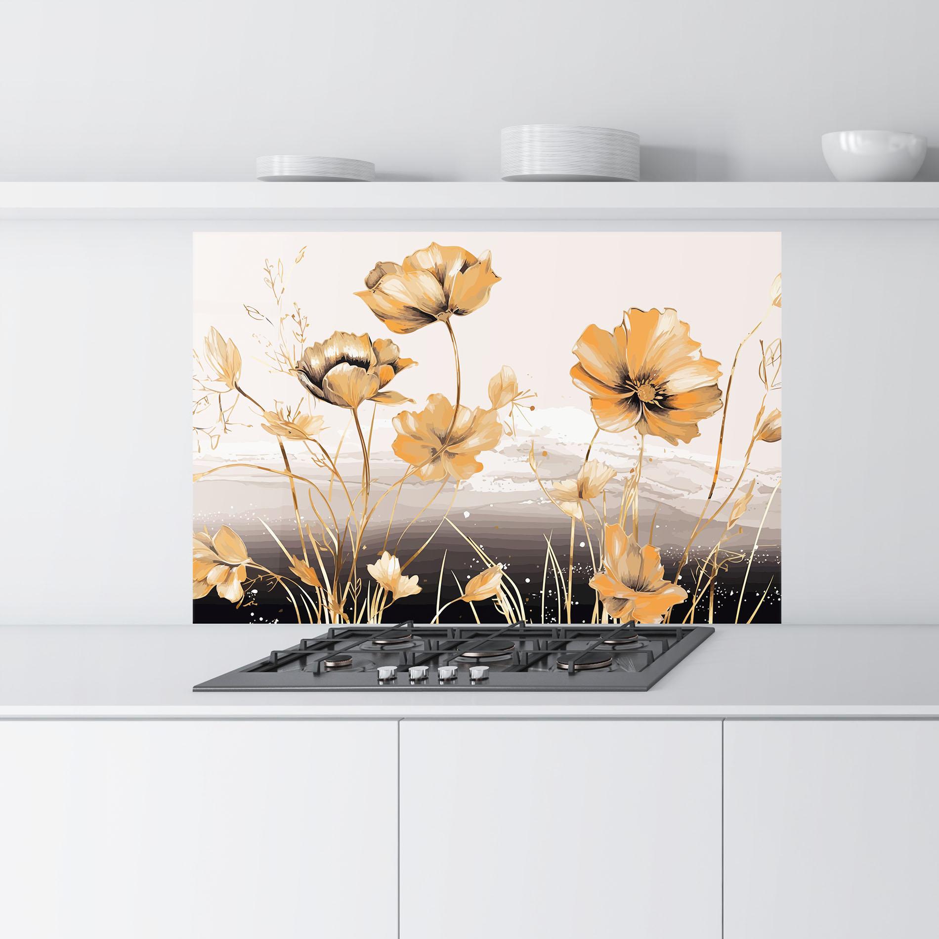 Panel Szklany do Kuchni Gold Black Poppy mockup 9