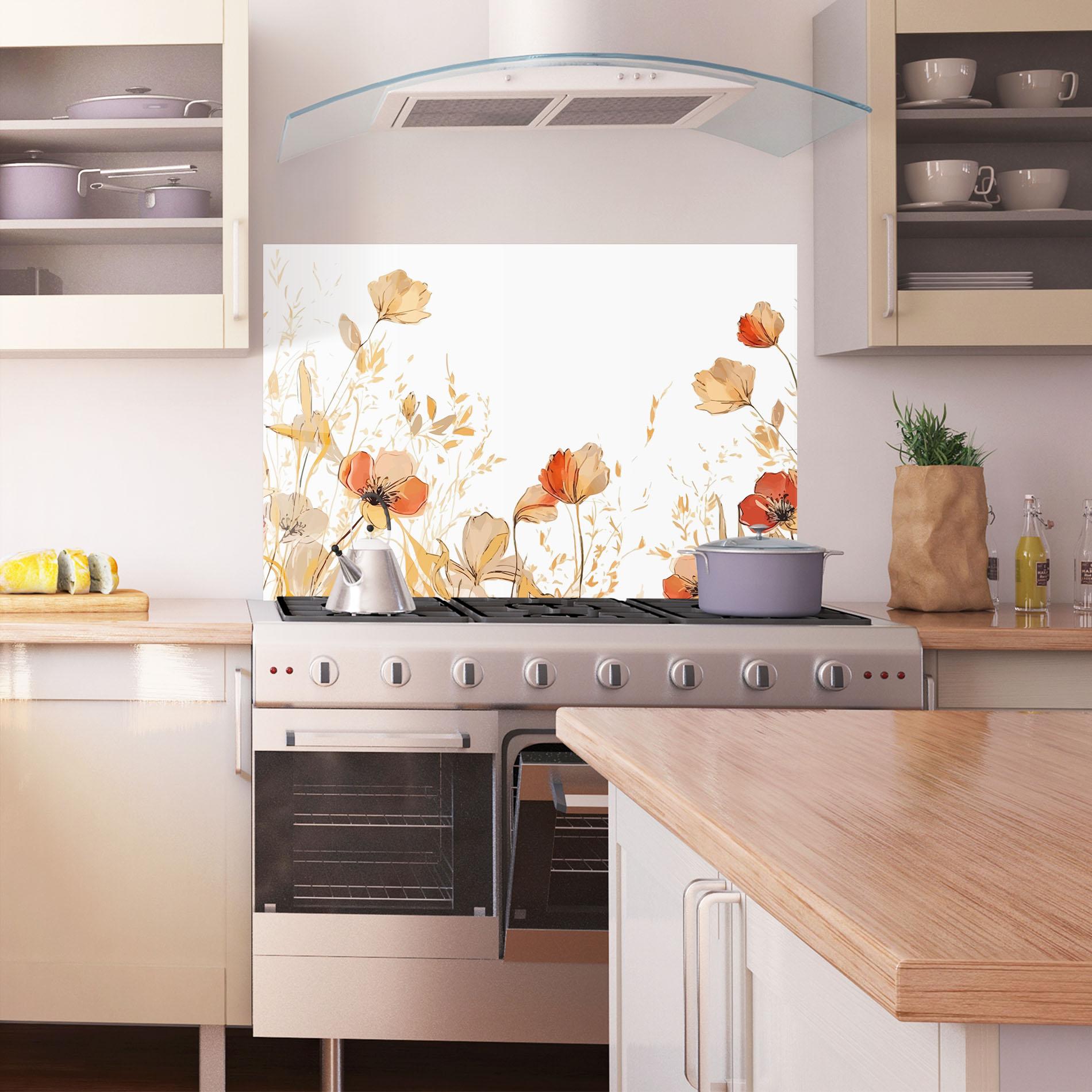 Panel Szklany do Kuchni Gold Red Poppy mockup 1