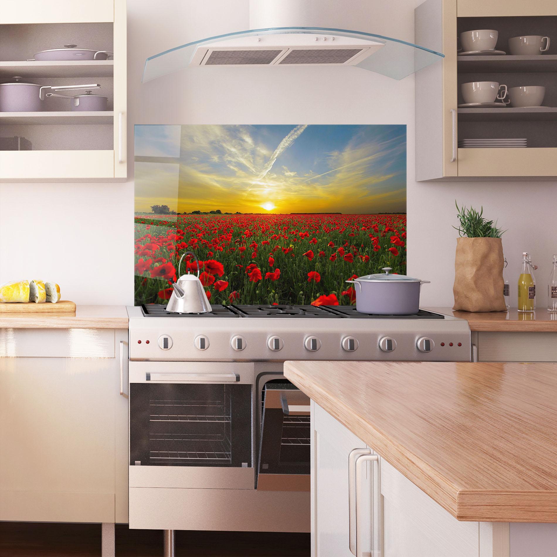 Panel Szklany do Kuchni Poppies Sunset mockup 1
