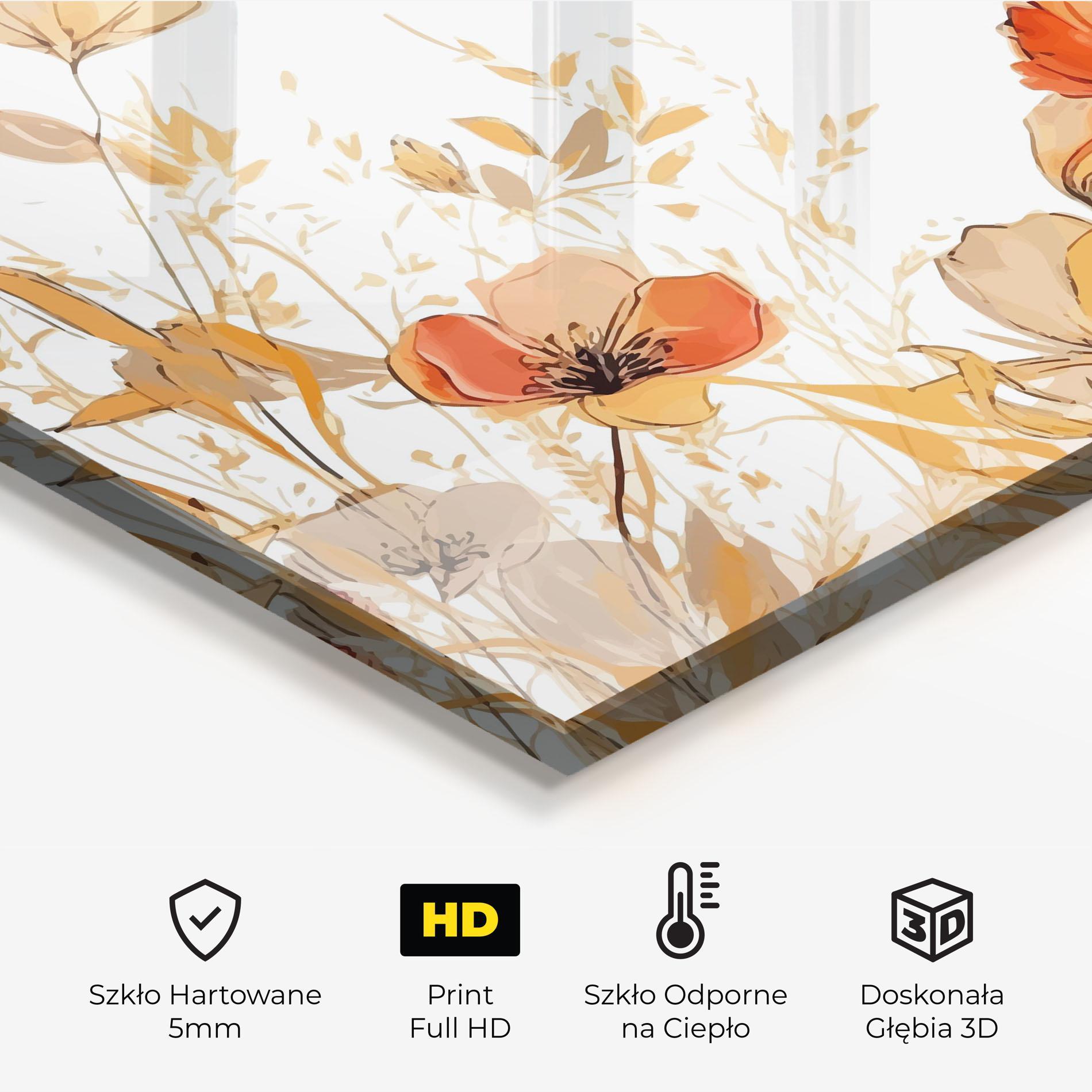 Panel Szklany do Kuchni Gold Red Poppy mockup 2