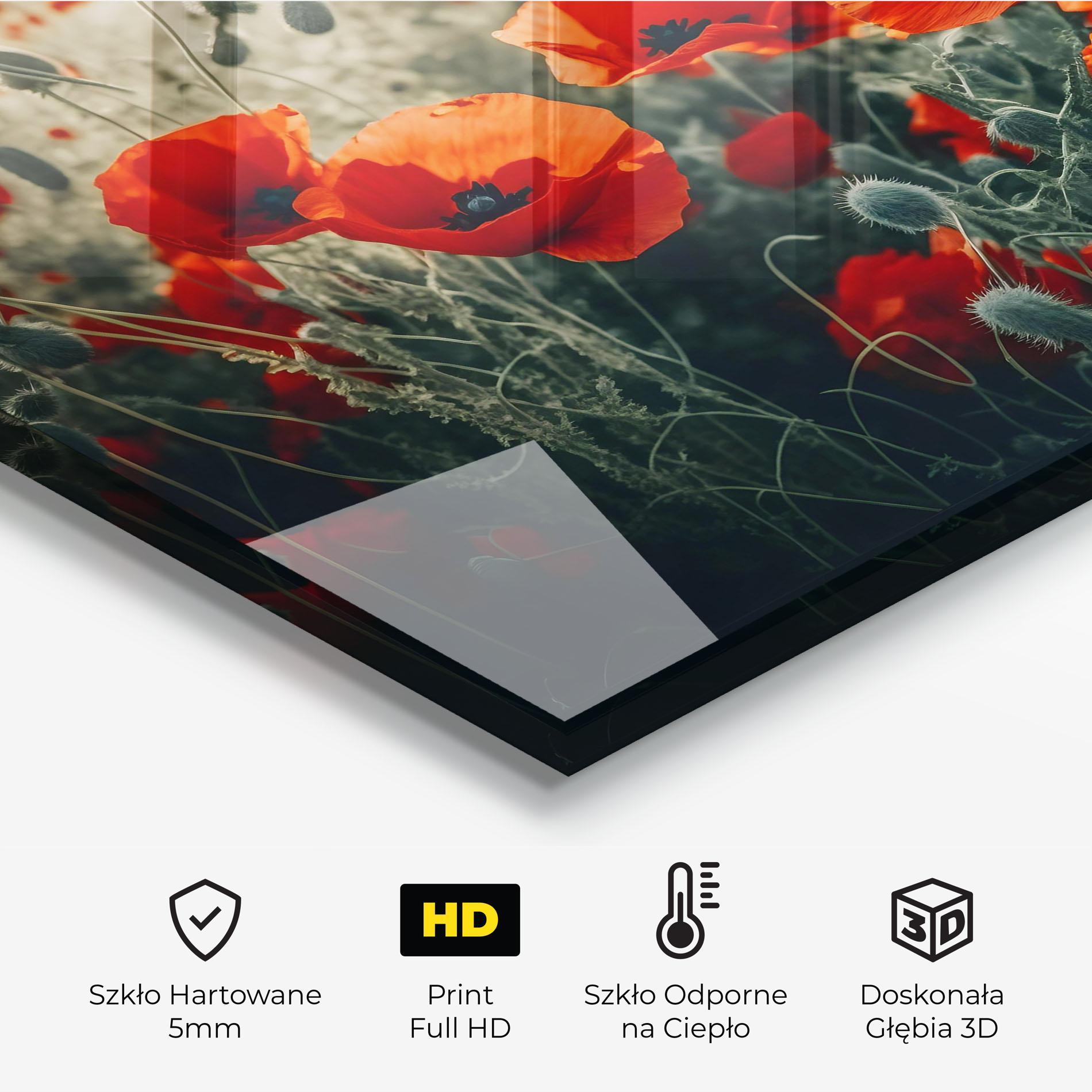 Panel Szklany do Kuchni Poppy Grass Field mockup 2