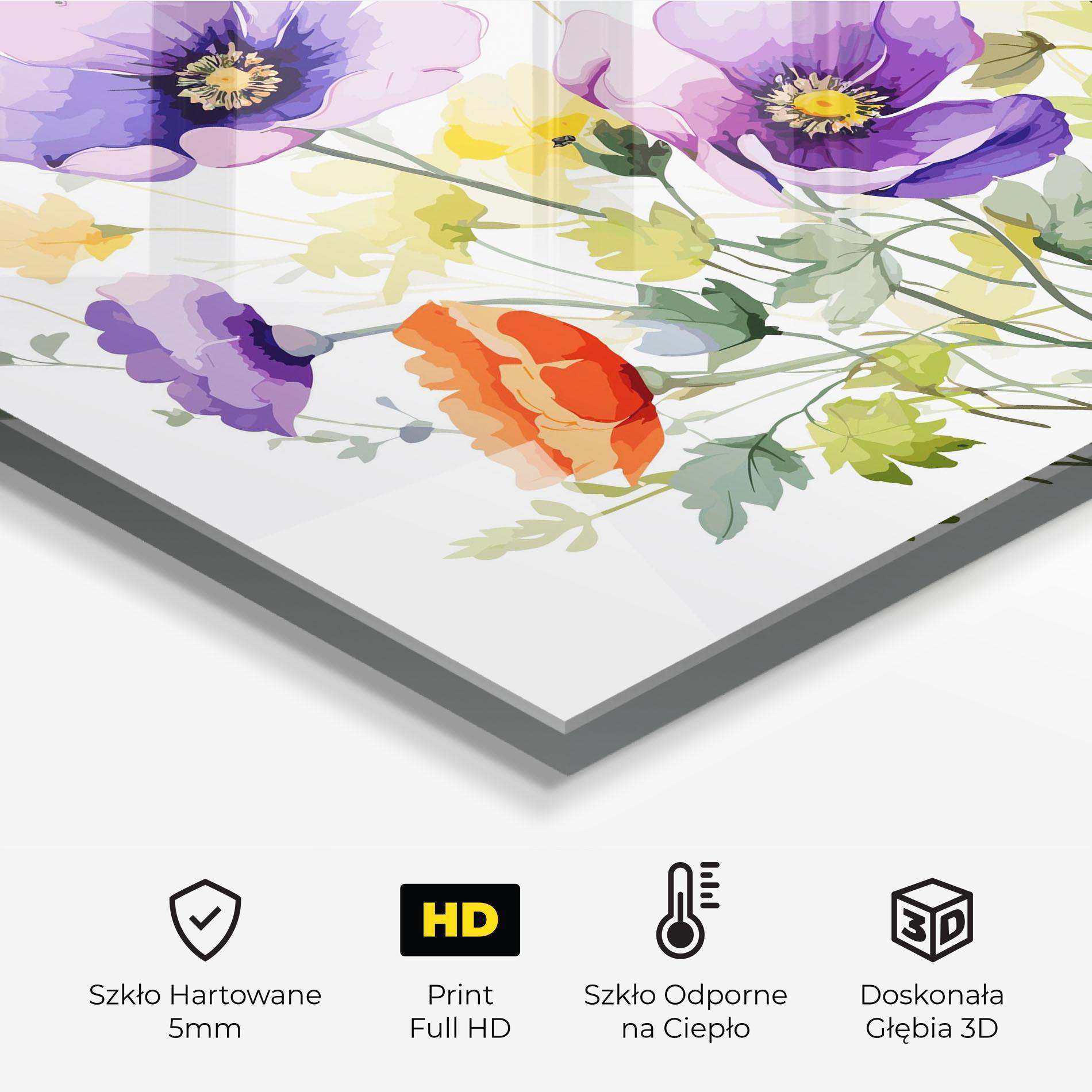 Panel Szklany do Kuchni Purple Orange Poppy mockup 2