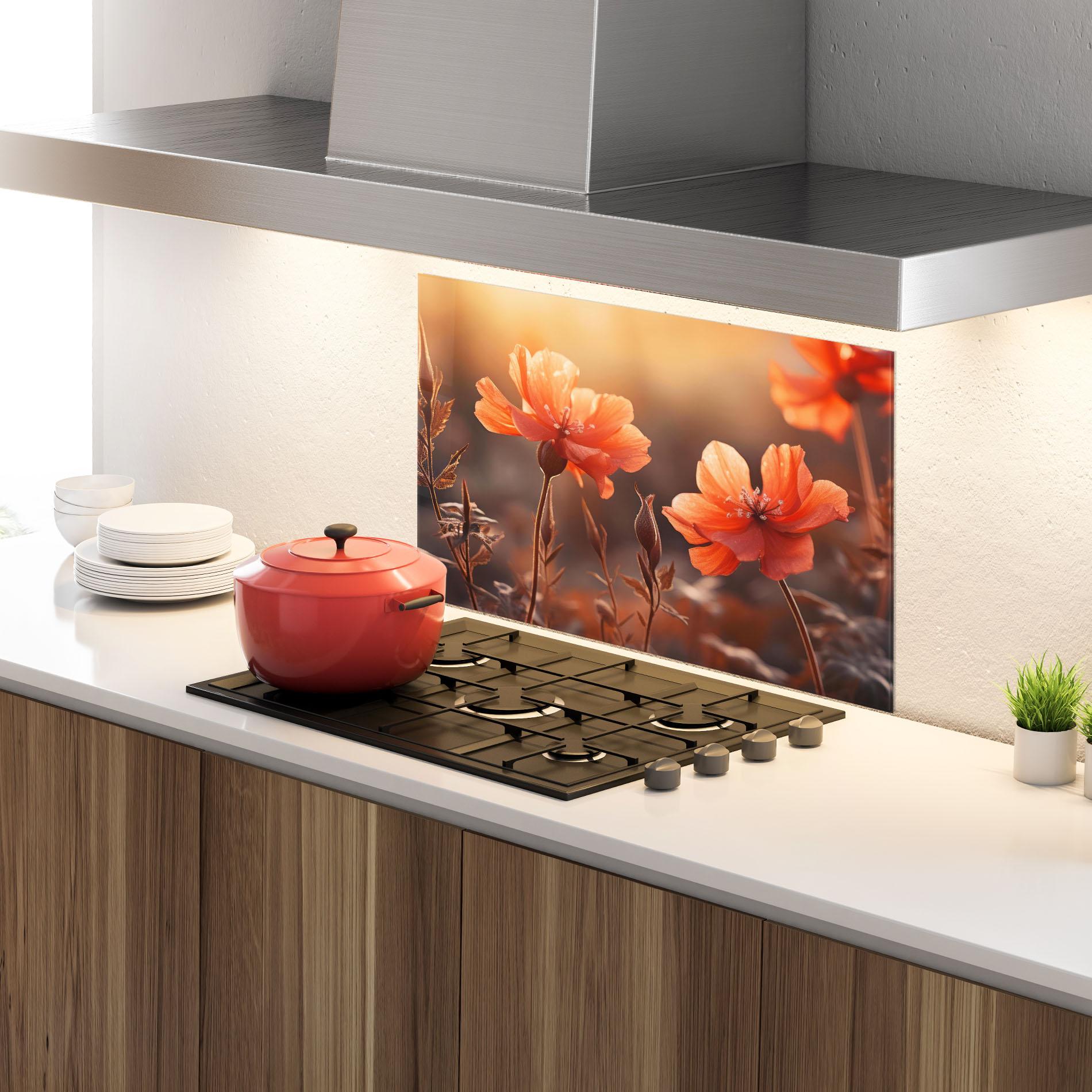 Panel Szklany do Kuchni Orange Small Poppy mockup 4